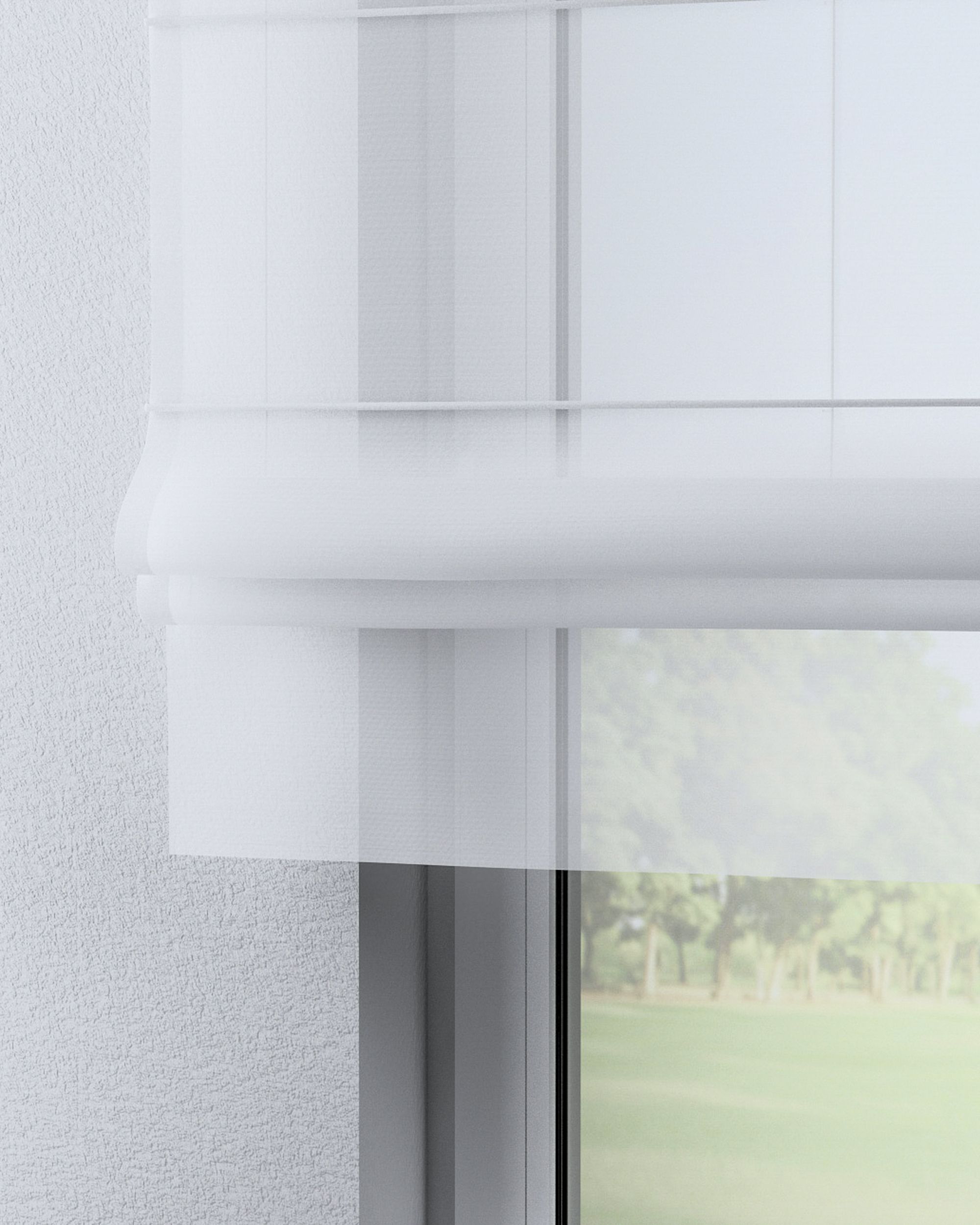 Bolonia voile blind colour white fabric semi-sheer, gloss (hover)