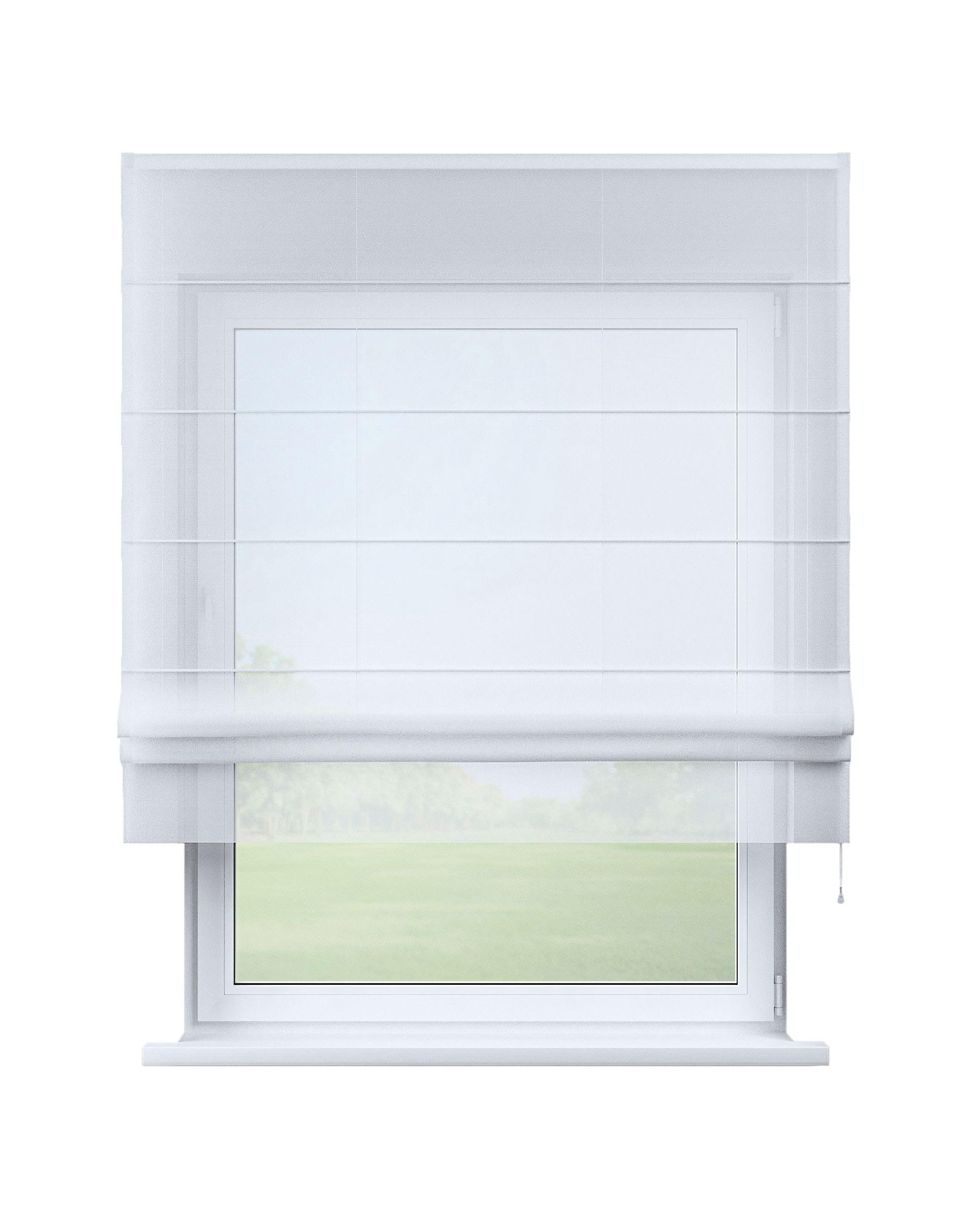 Modena voile blind colour white fabric semi-sheer, gloss