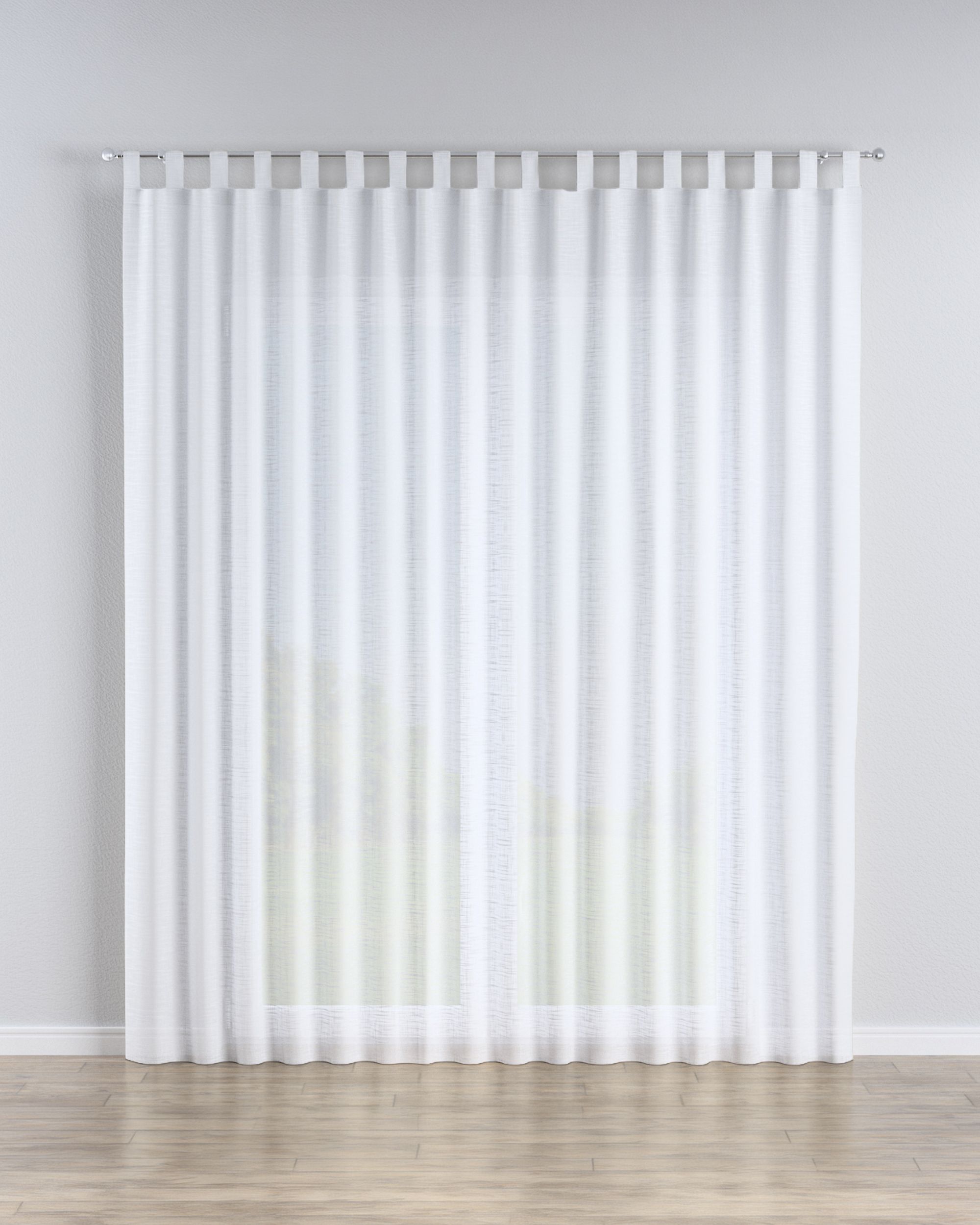 Tab top voile/net curtains colour white fabric semi-sheer, structured
