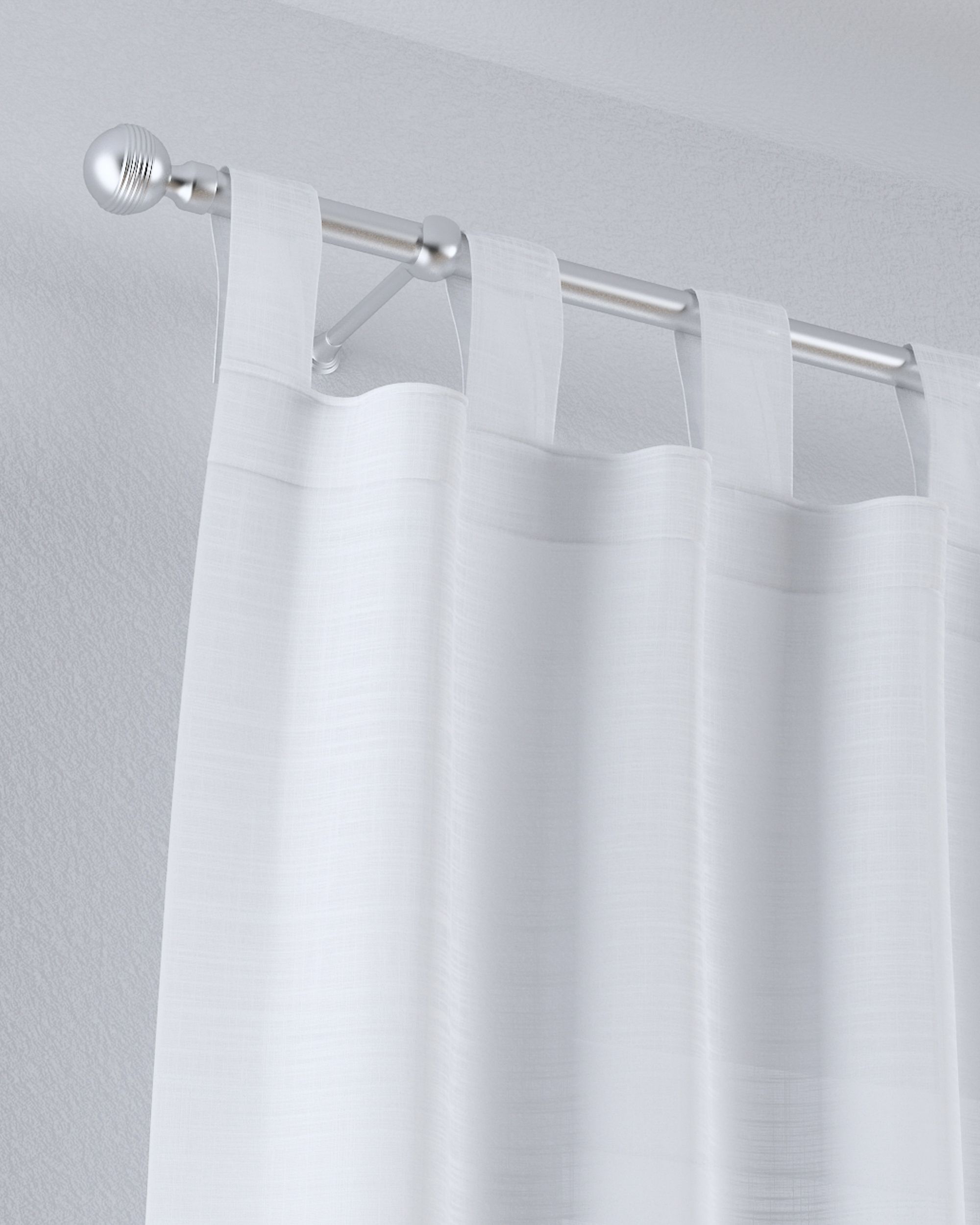 Tab top voile/net curtains colour white fabric semi-sheer, structured (hover)