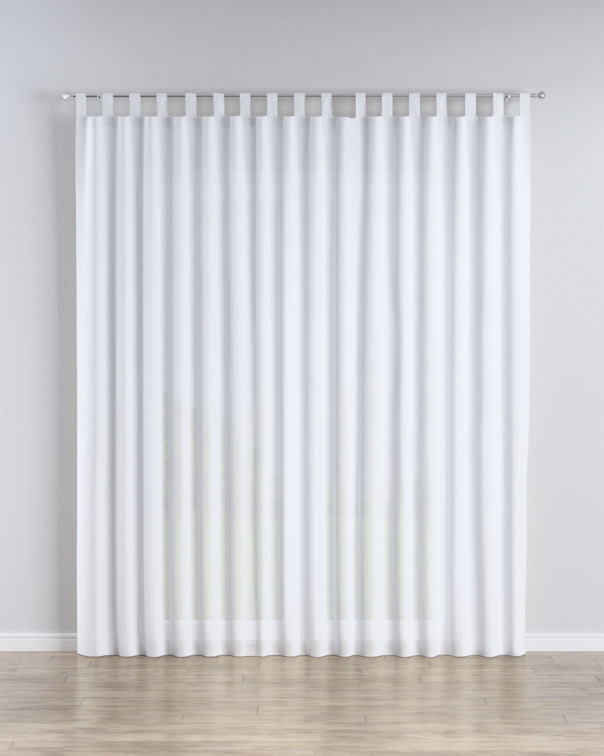 Tab top voile/net curtains colour white fabric semi-sheer, structured