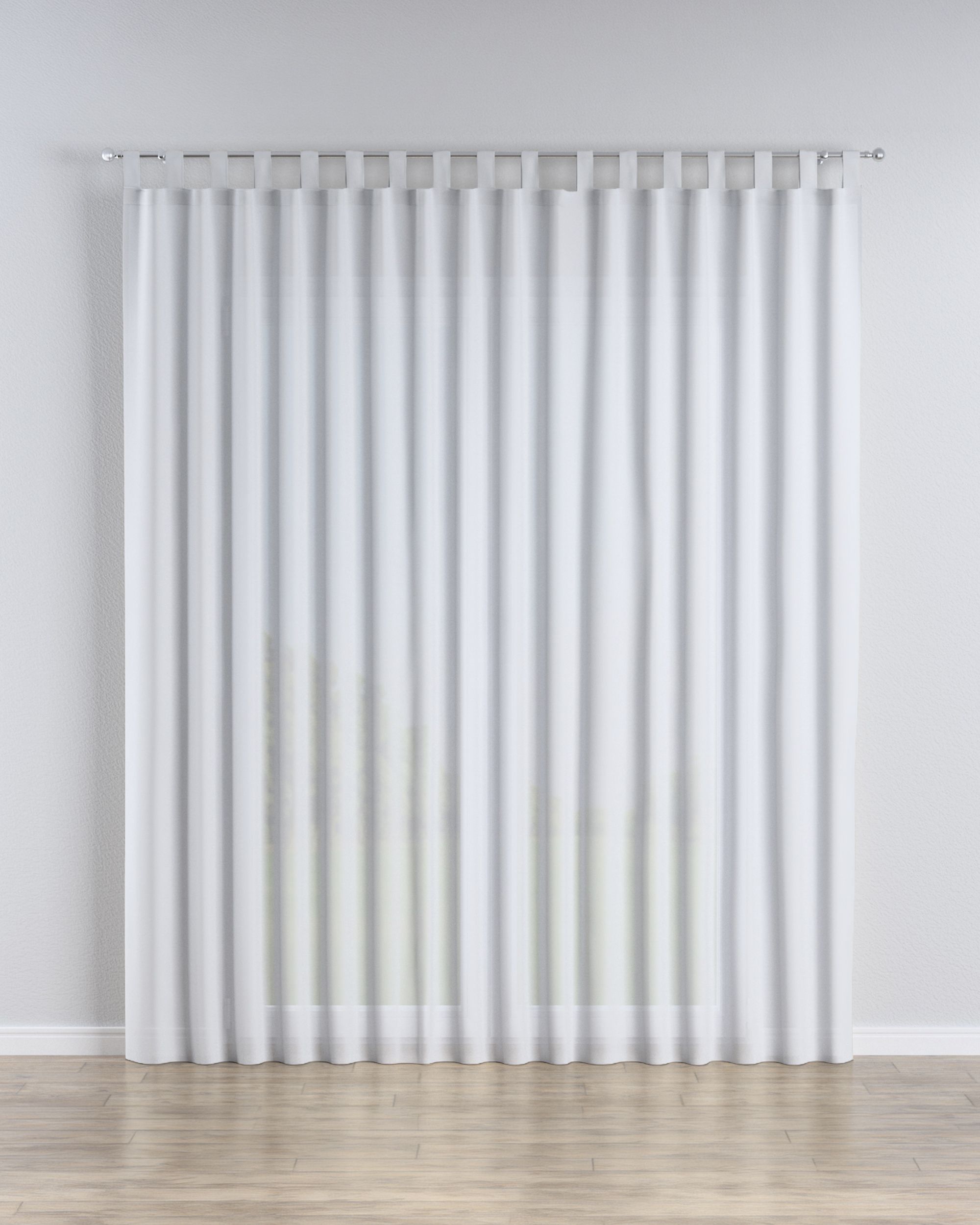 Tab top voile/net curtains colour white fabric semi-sheer, structured