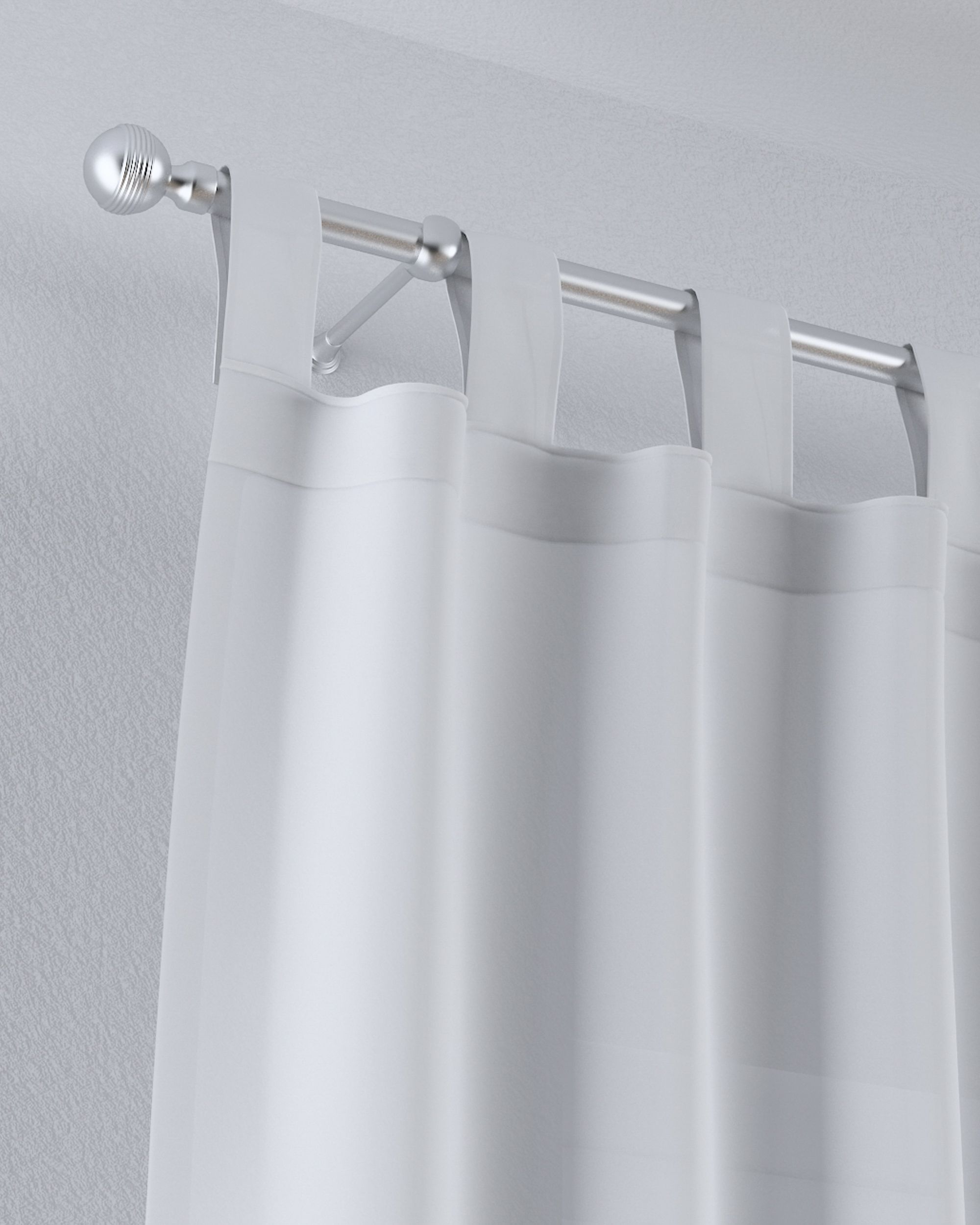 Tab top voile/net curtains colour white fabric semi-sheer, structured (hover)