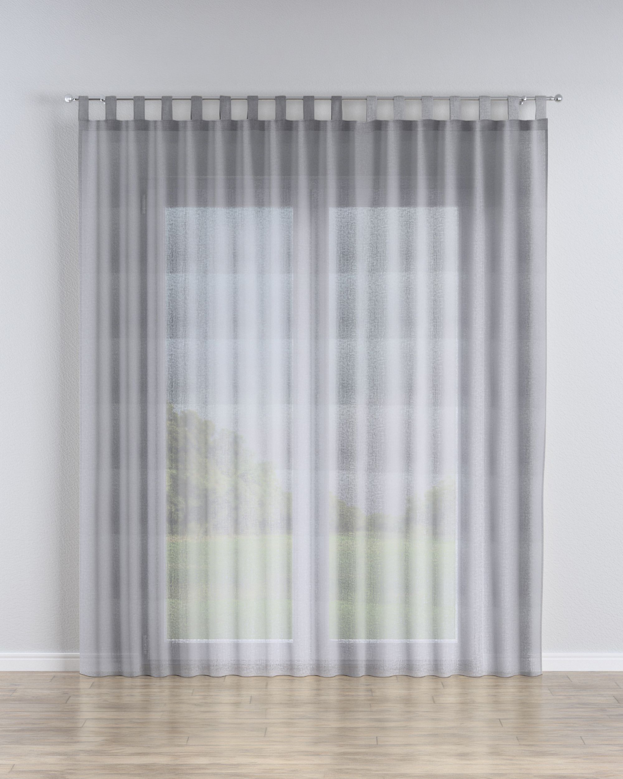 Tab top voile/net curtains colour grey fabric semi-sheer, structured