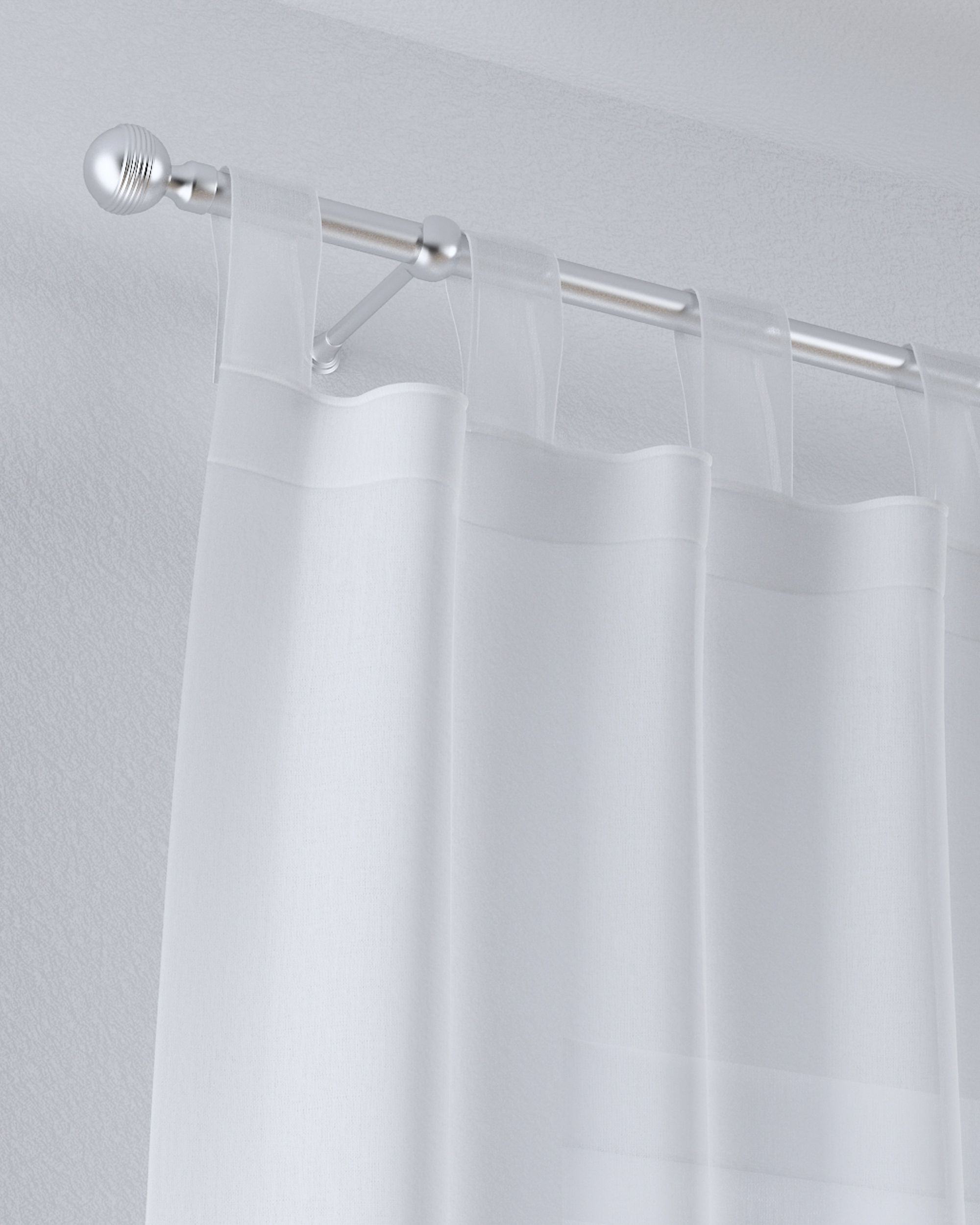 Tab top voile/net curtains colour white fabric semi-sheer, structured (hover)
