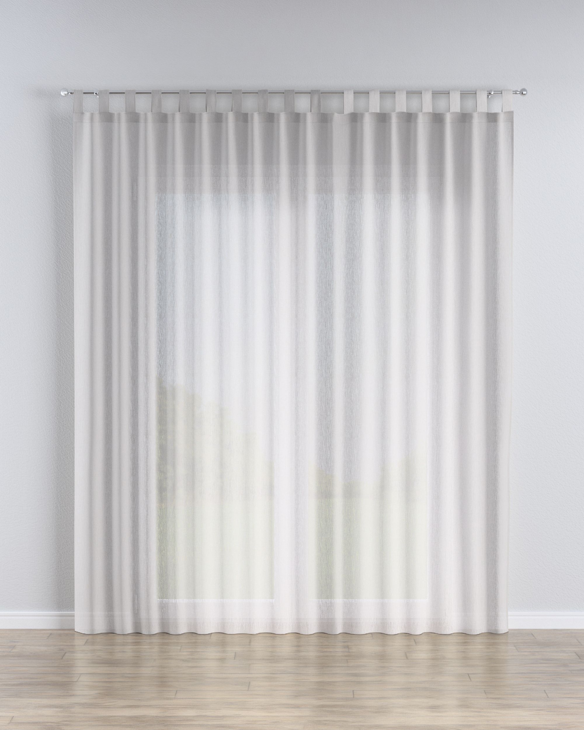 Tab top voile/net curtains colour beige fabric semi-sheer, structured