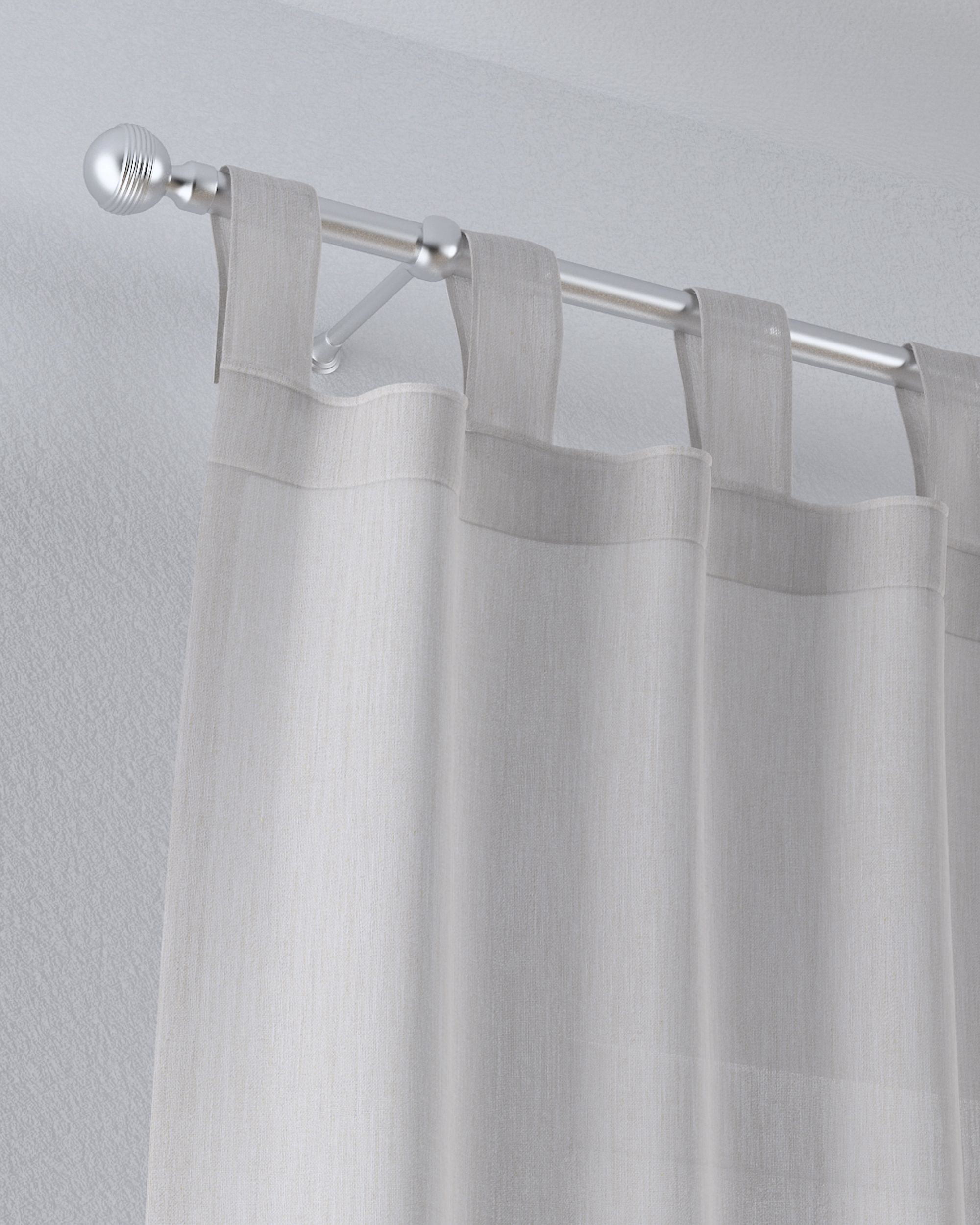 Tab top voile/net curtains colour beige fabric semi-sheer, structured (hover)