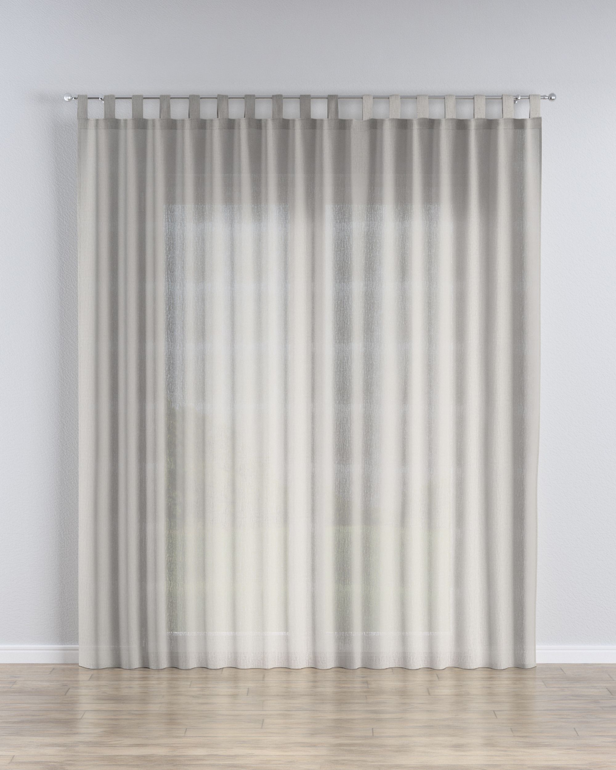Tab top voile/net curtains colour beige fabric semi-sheer, structured