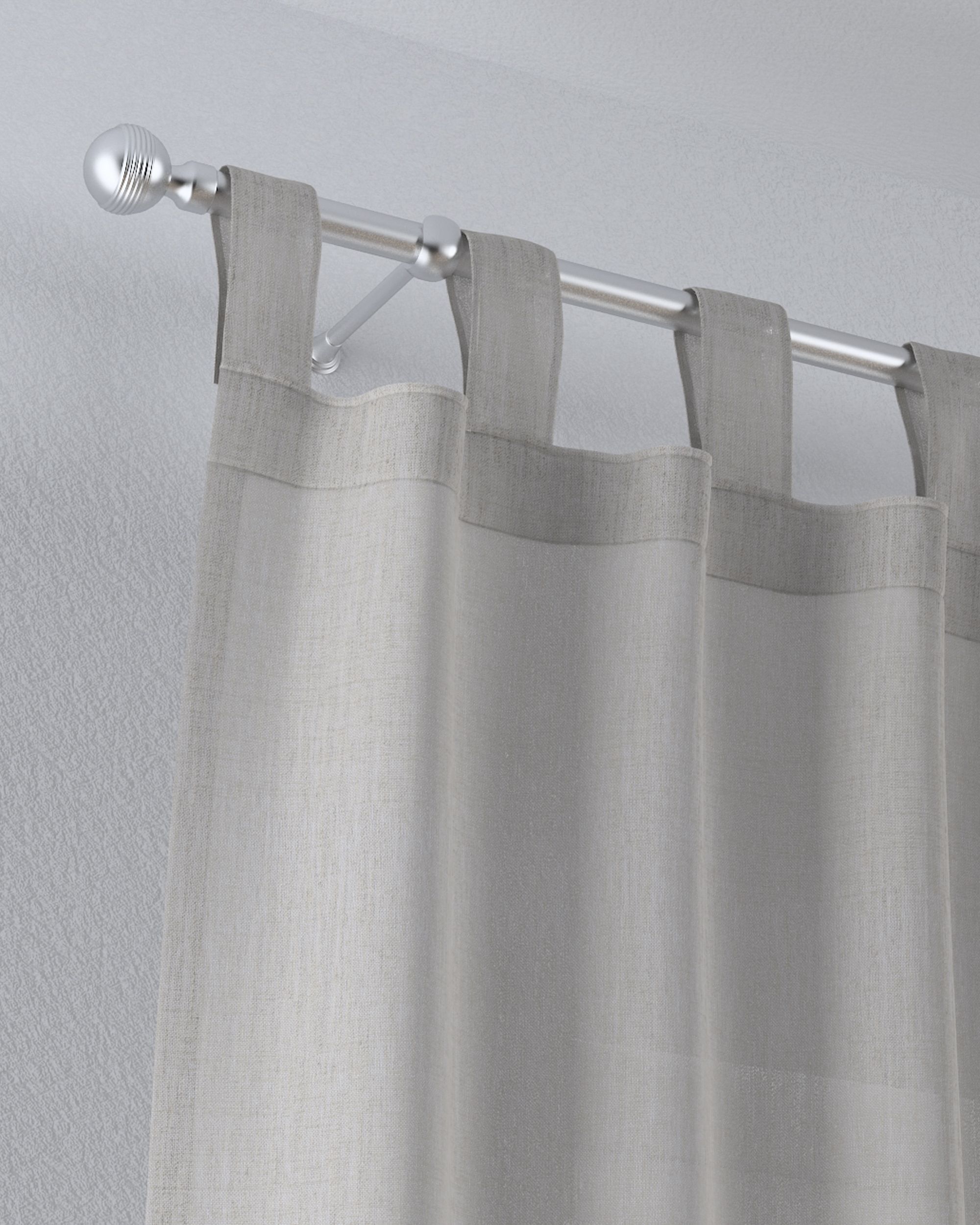 Tab top voile/net curtains colour beige fabric semi-sheer, structured (hover)