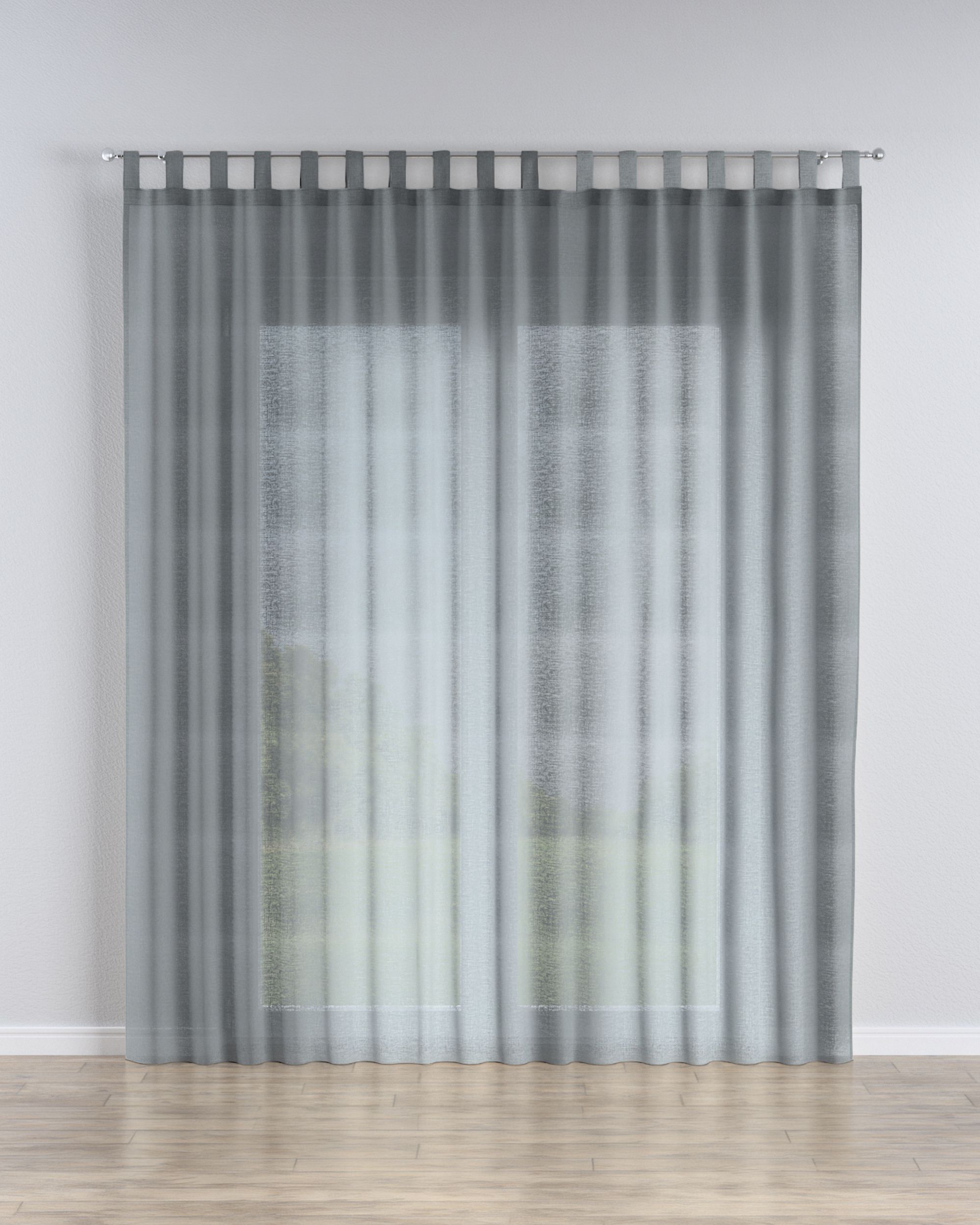 Tab top voile/net curtains colour green fabric semi-sheer, structured