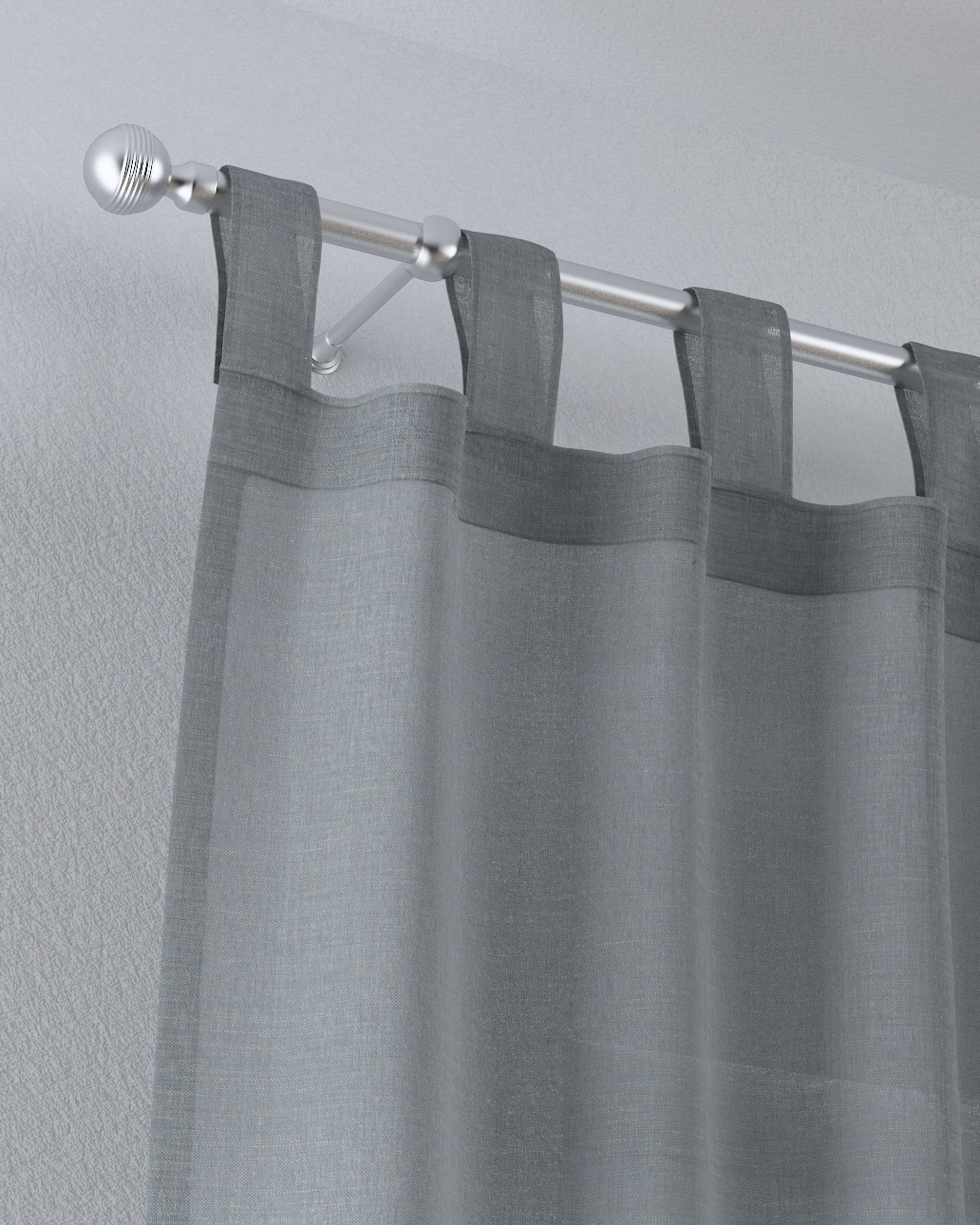 Tab top voile/net curtains colour green fabric semi-sheer, structured (hover)