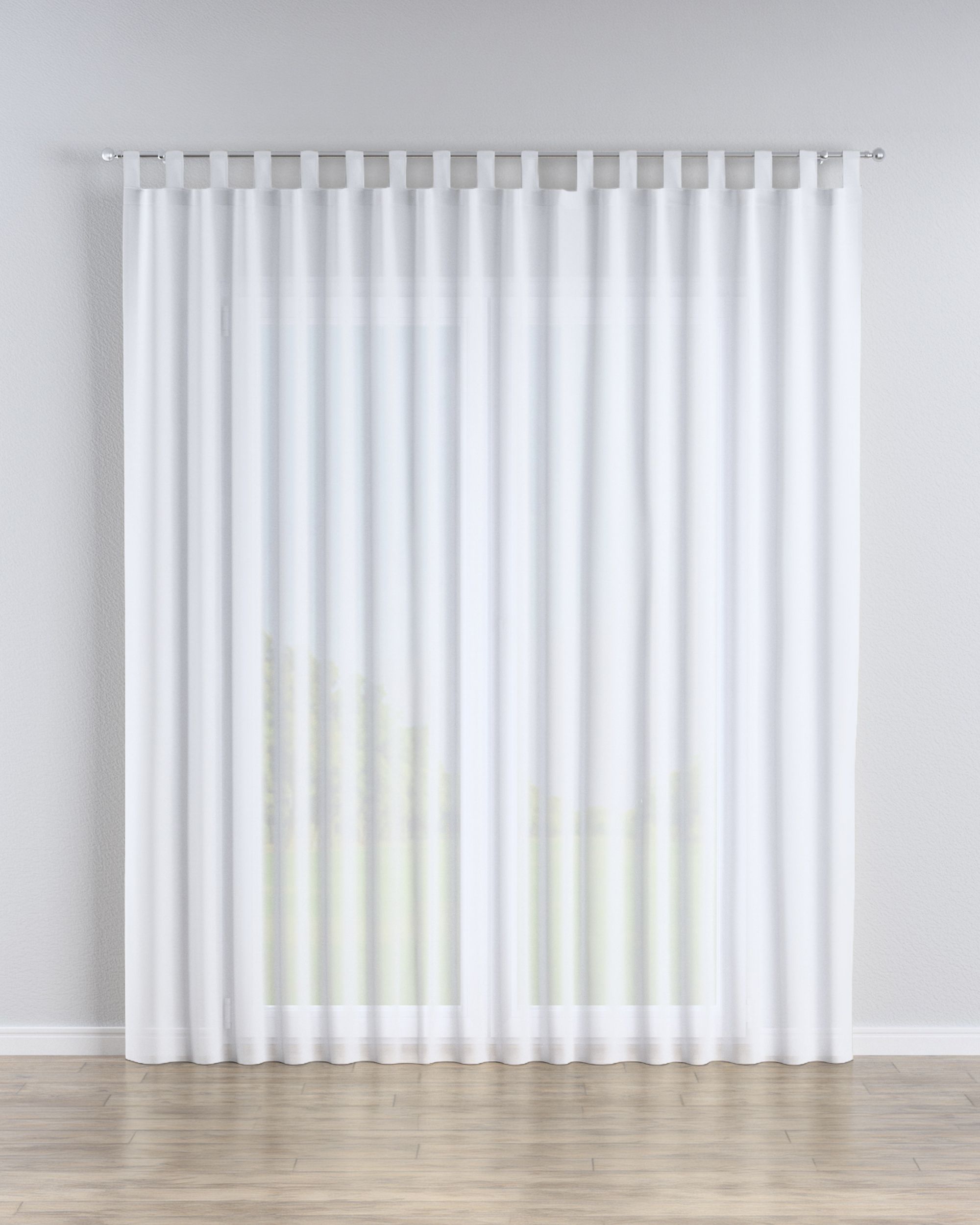 Tab top voile/net curtains colour white fabric semi-sheer, structured
