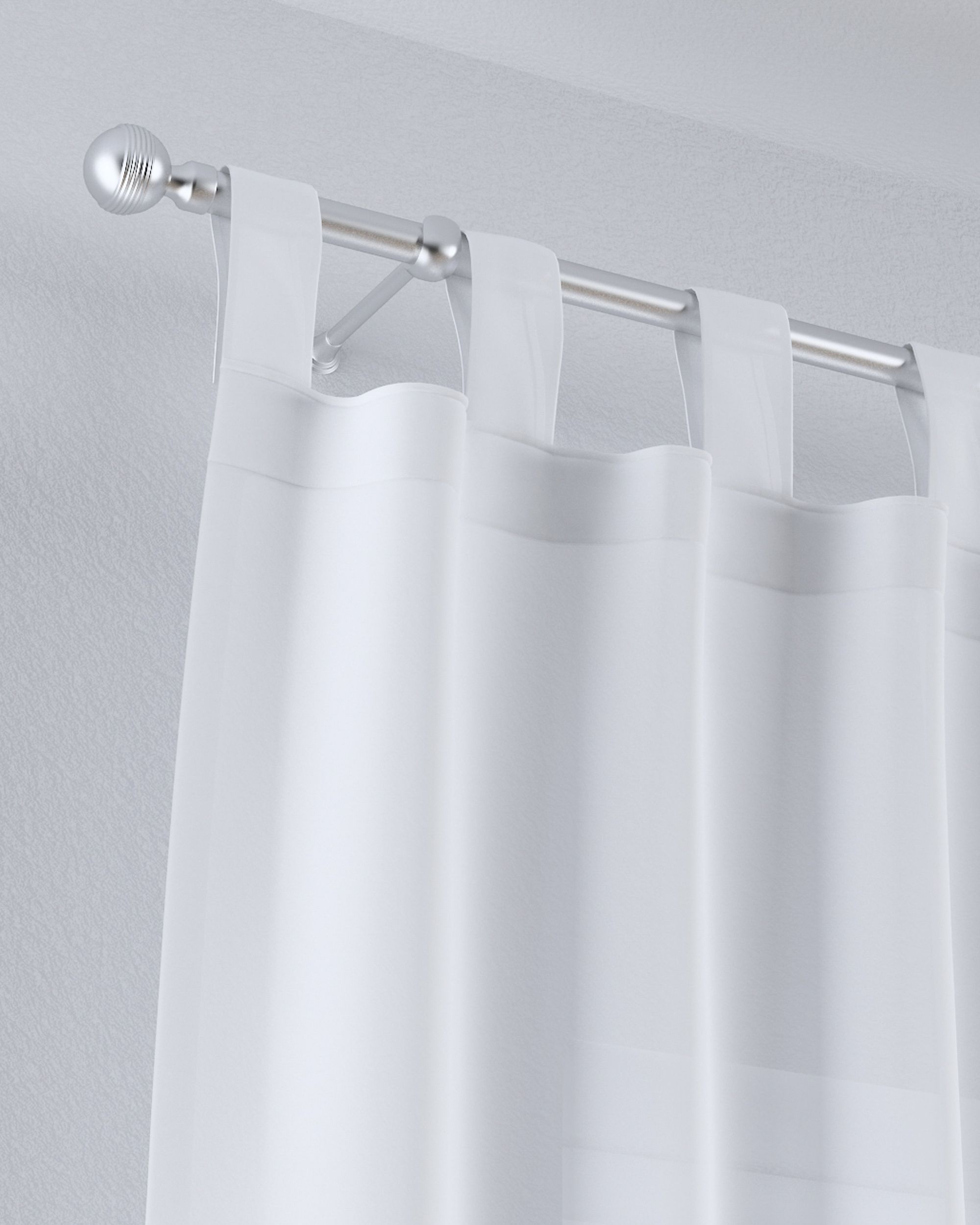 Tab top voile/net curtains colour white fabric semi-sheer, structured (hover)