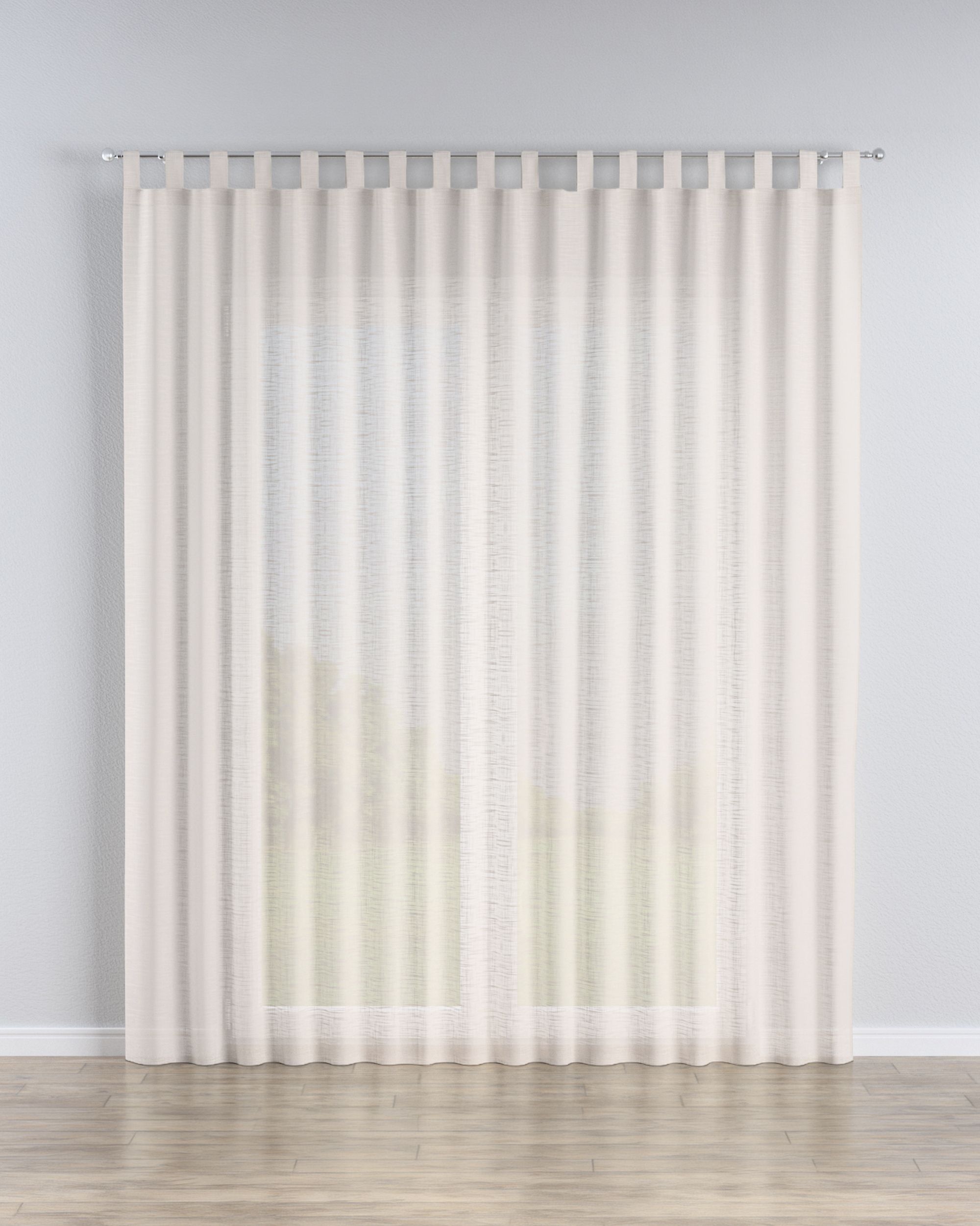 Tab top voile/net curtains colour cream fabric semi-sheer, structured