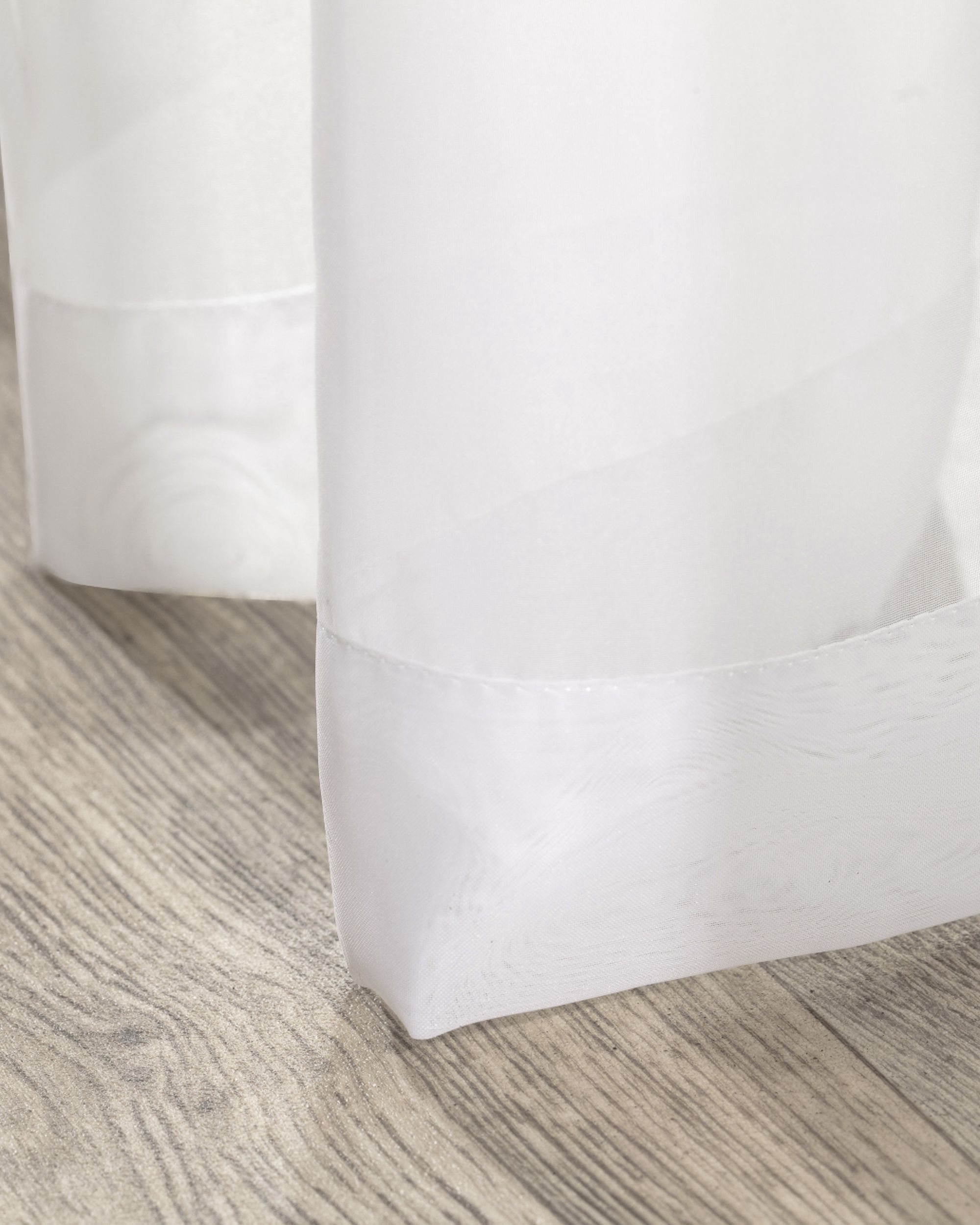Tab top voile/net curtains colour white fabric semi-sheer, gloss (hover)