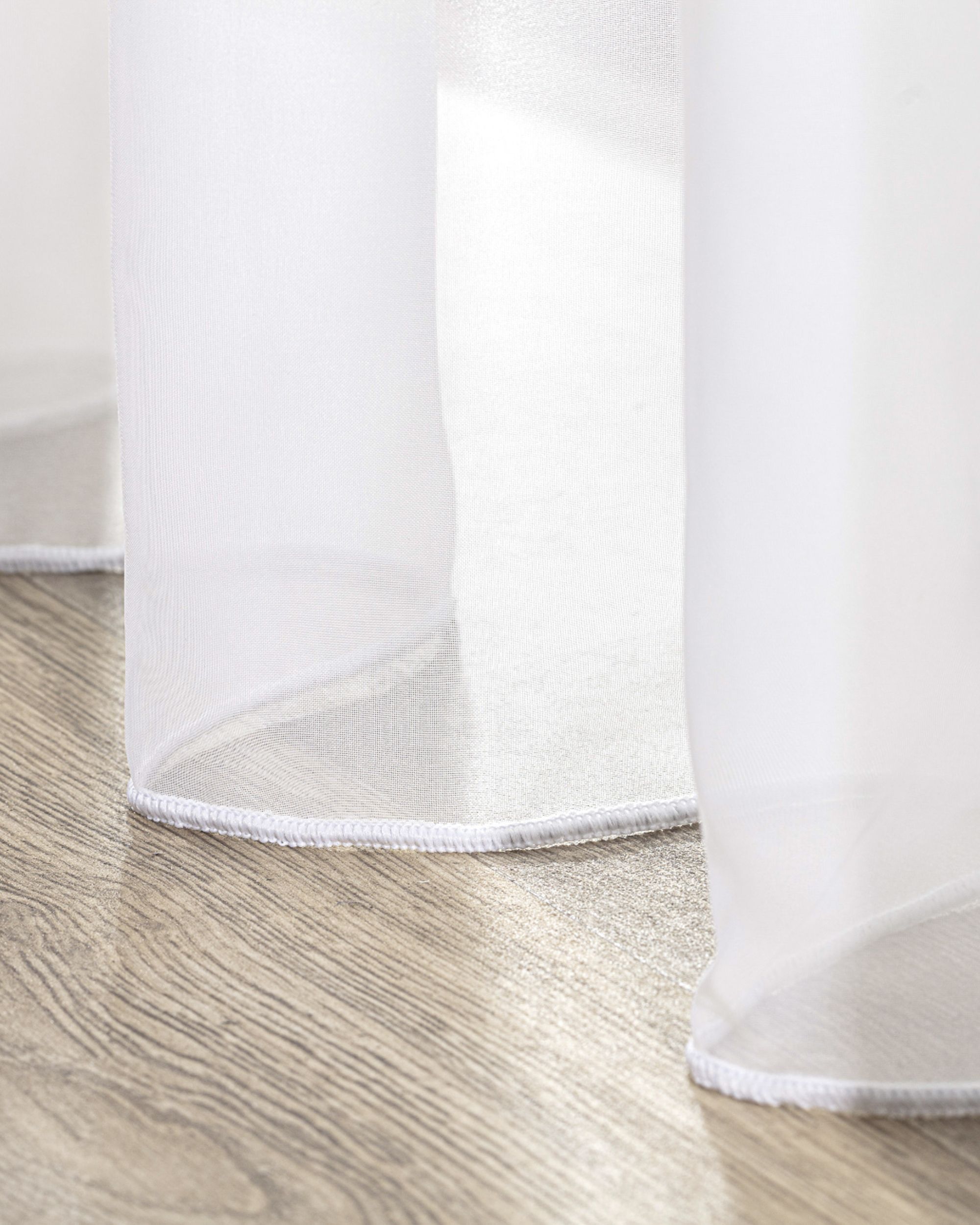 Tab top voile/net curtains colour white fabric semi-sheer, gloss (hover)