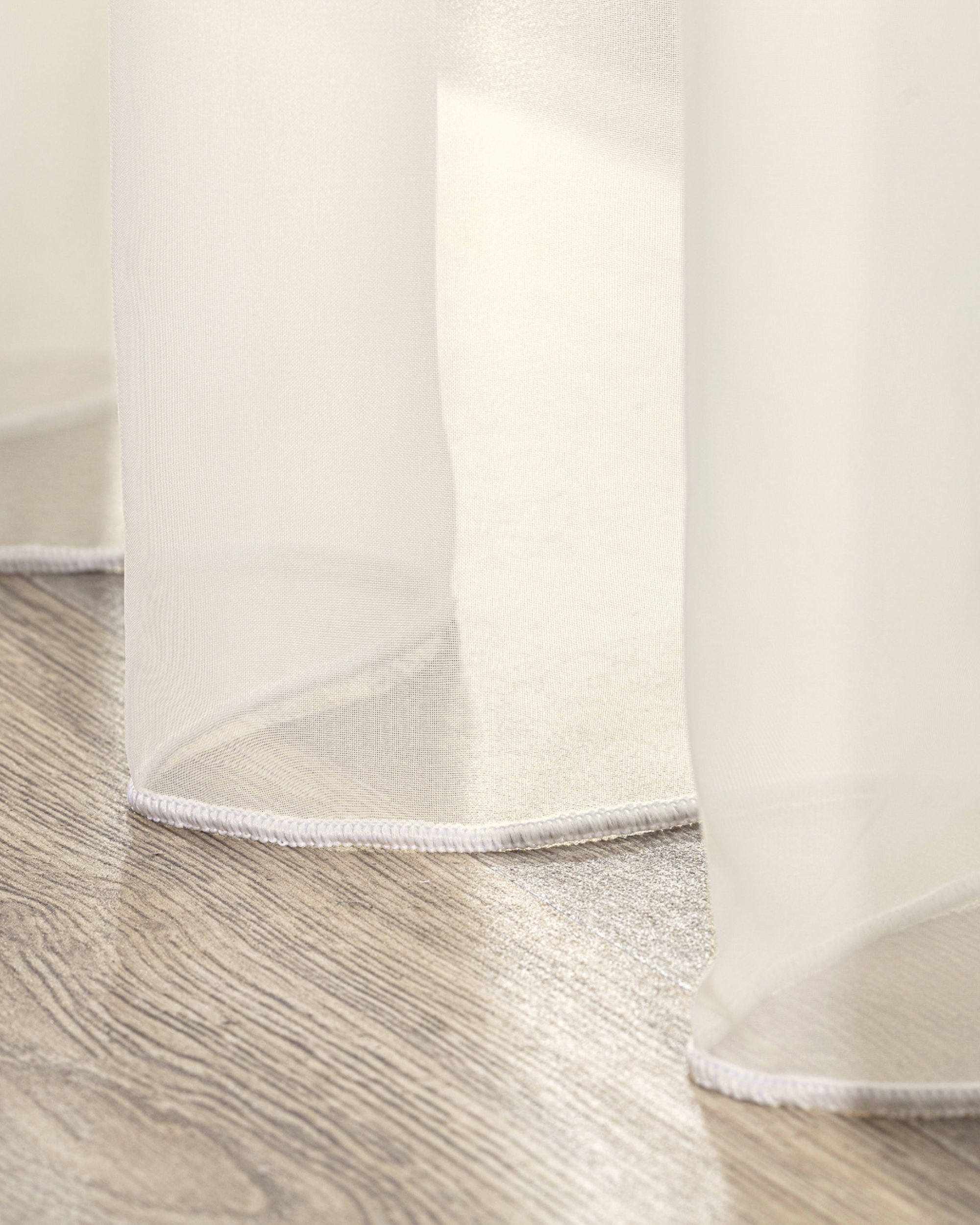 Tab top voile/net curtains colour cream fabric semi-sheer, gloss (hover)