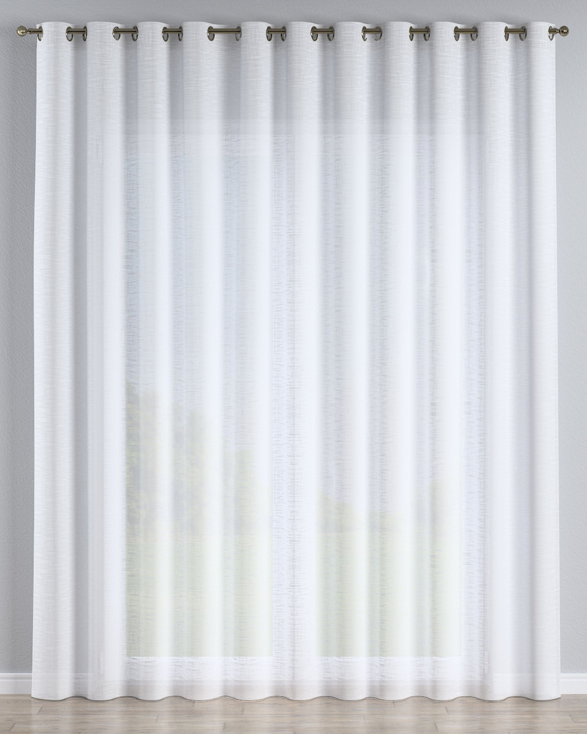Eyelet voile/net curtains colour white fabric semi-sheer, structured