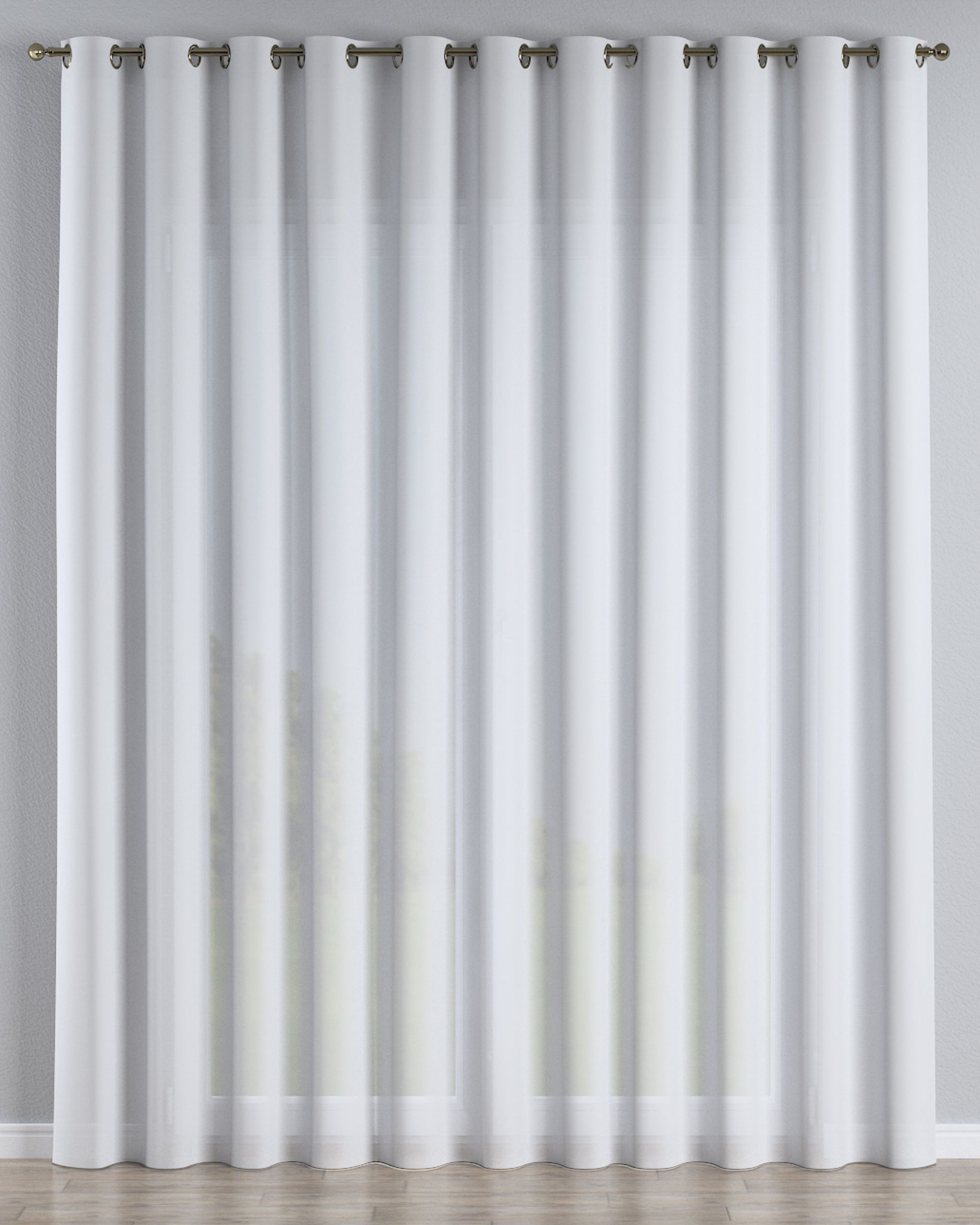 Eyelet voile/net curtains colour white fabric semi-sheer, structured
