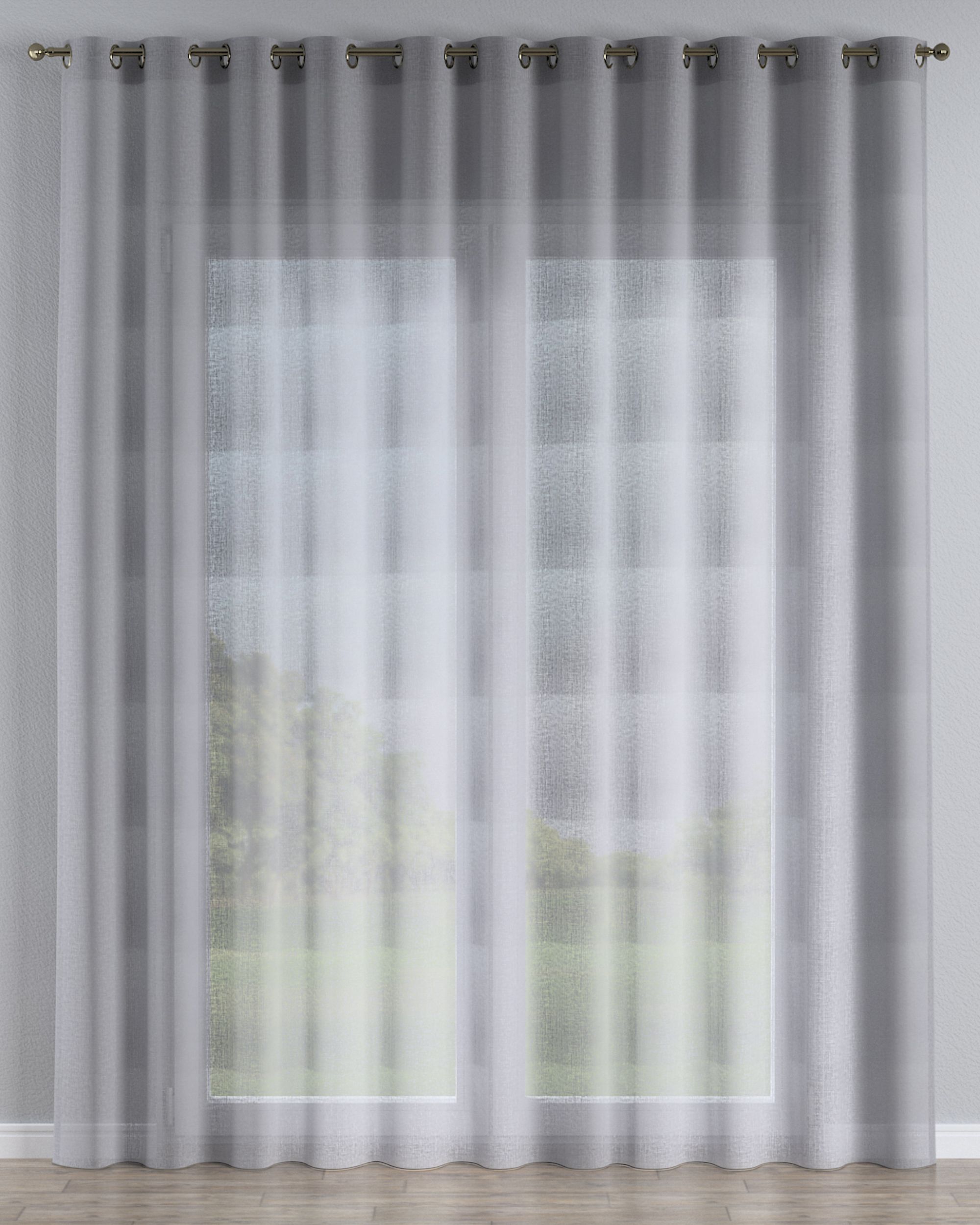 Eyelet voile/net curtains colour grey fabric semi-sheer, structured