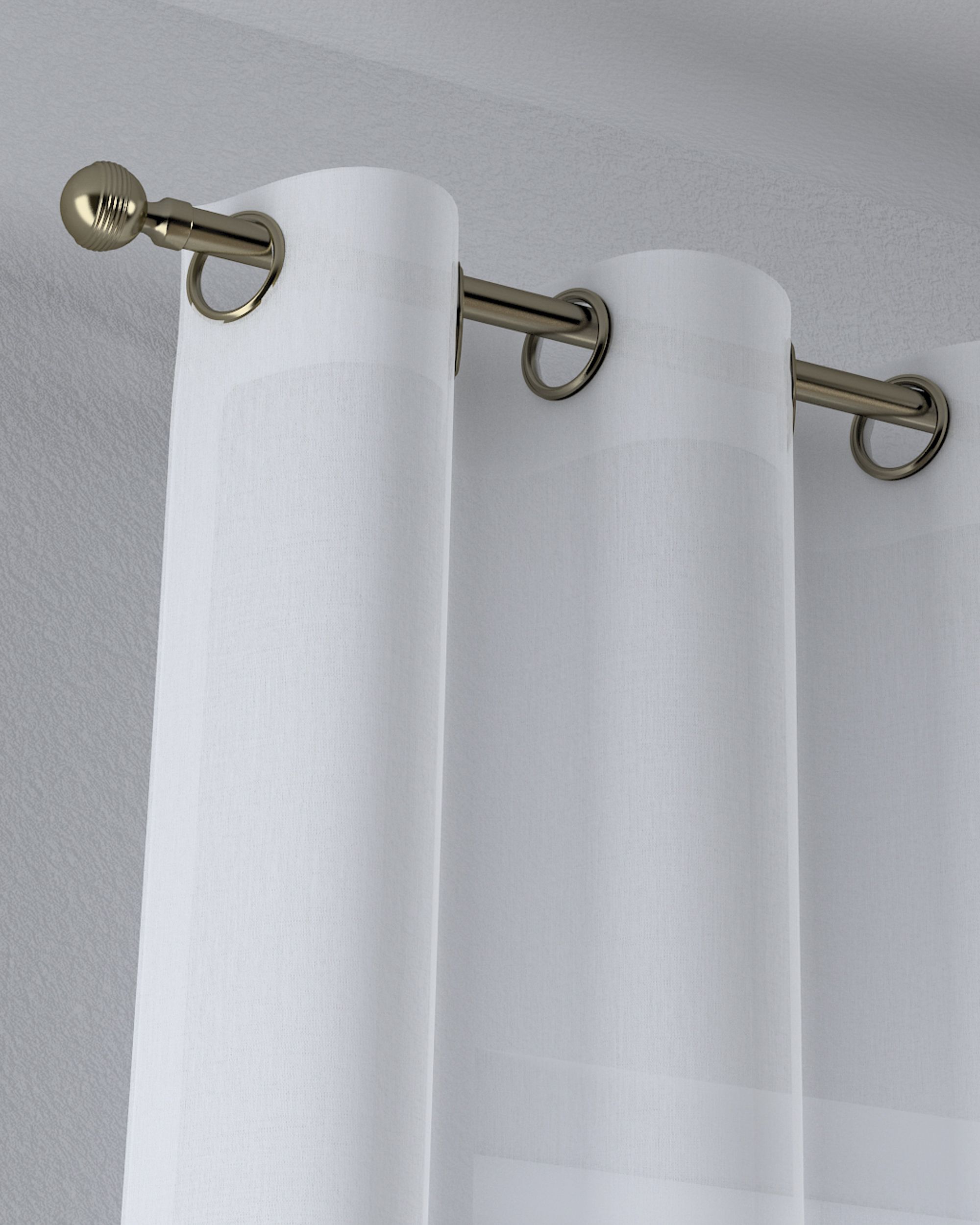 Eyelet voile/net curtains colour white fabric semi-sheer, structured (hover)