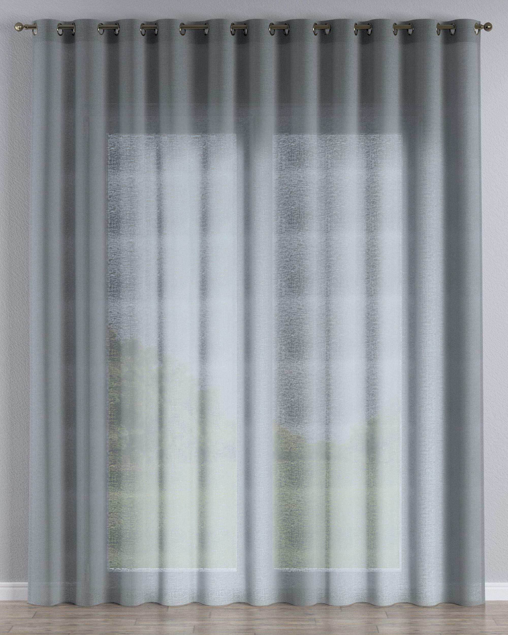 Eyelet voile/net curtains colour green fabric semi-sheer, structured