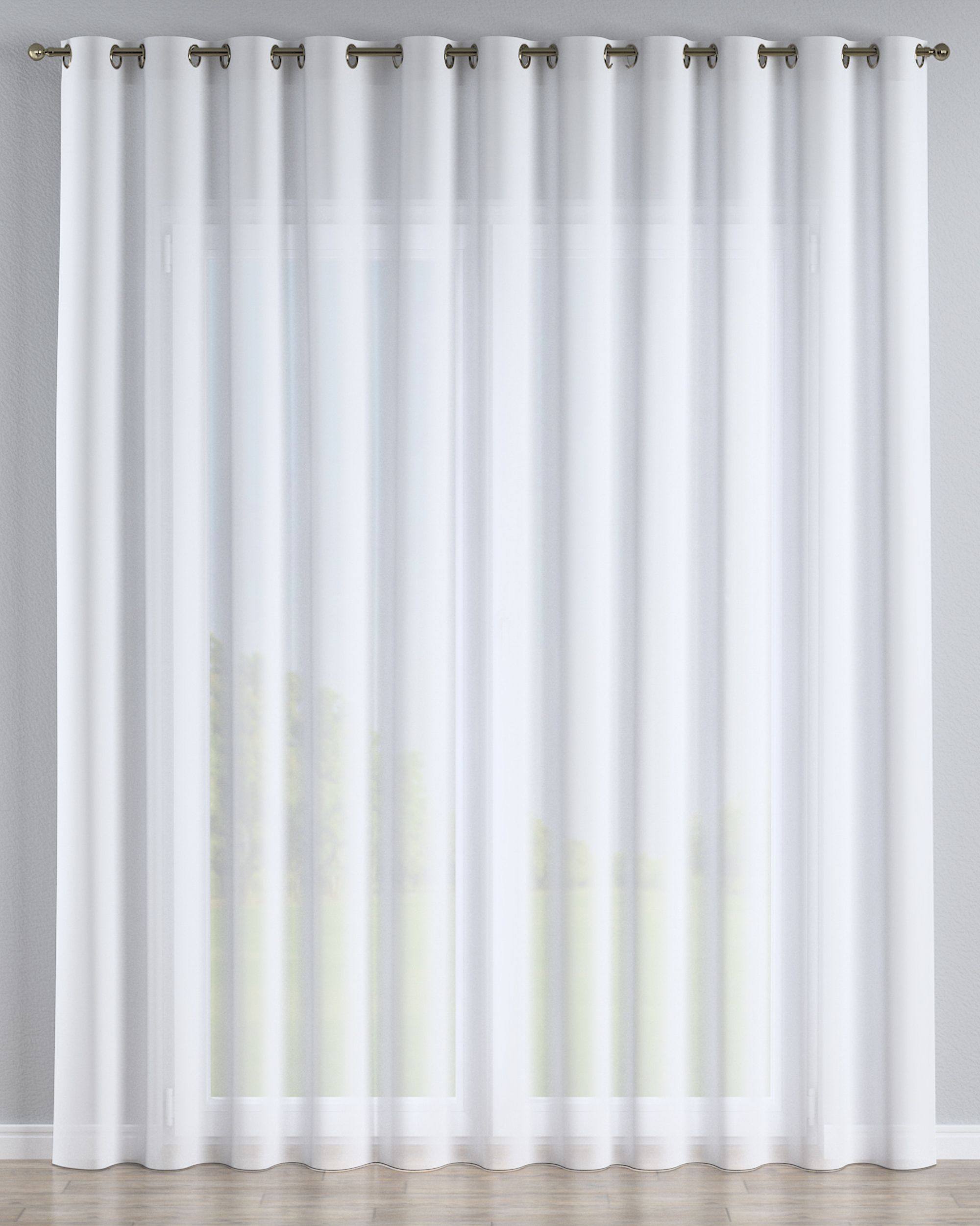 Eyelet voile/net curtains colour white fabric semi-sheer, structured