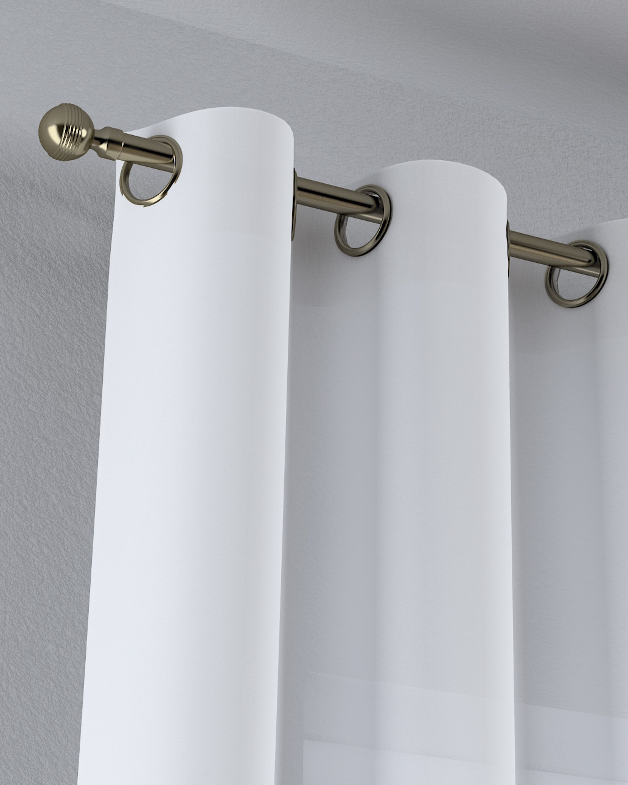 Eyelet voile/net curtains colour white fabric semi-sheer, structured (hover)