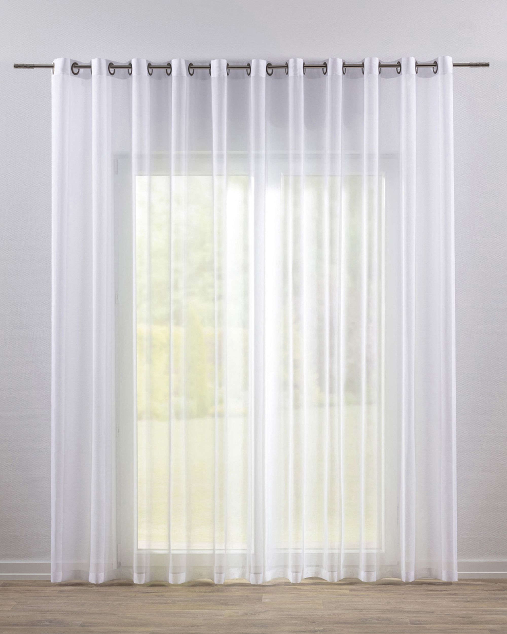 Eyelet voile/net curtains colour white fabric semi-sheer, gloss