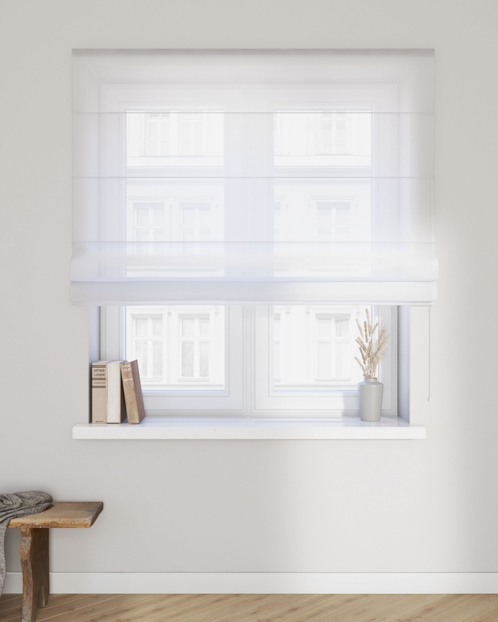 Siena voile blind colour white fabric semi-sheer, gloss (hover)