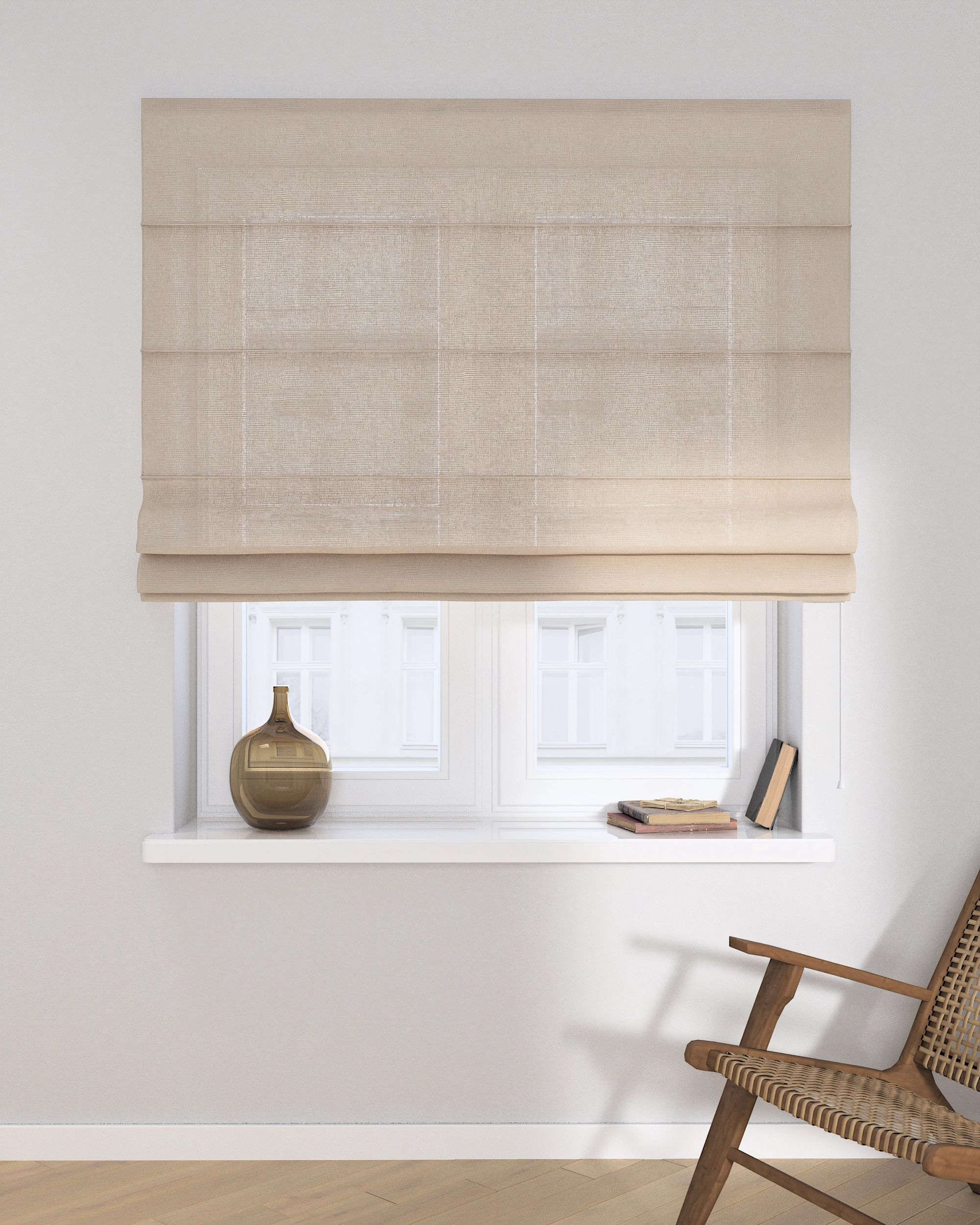 Capri Roman blind colour beige fabric semi-sheer, structured (hover)