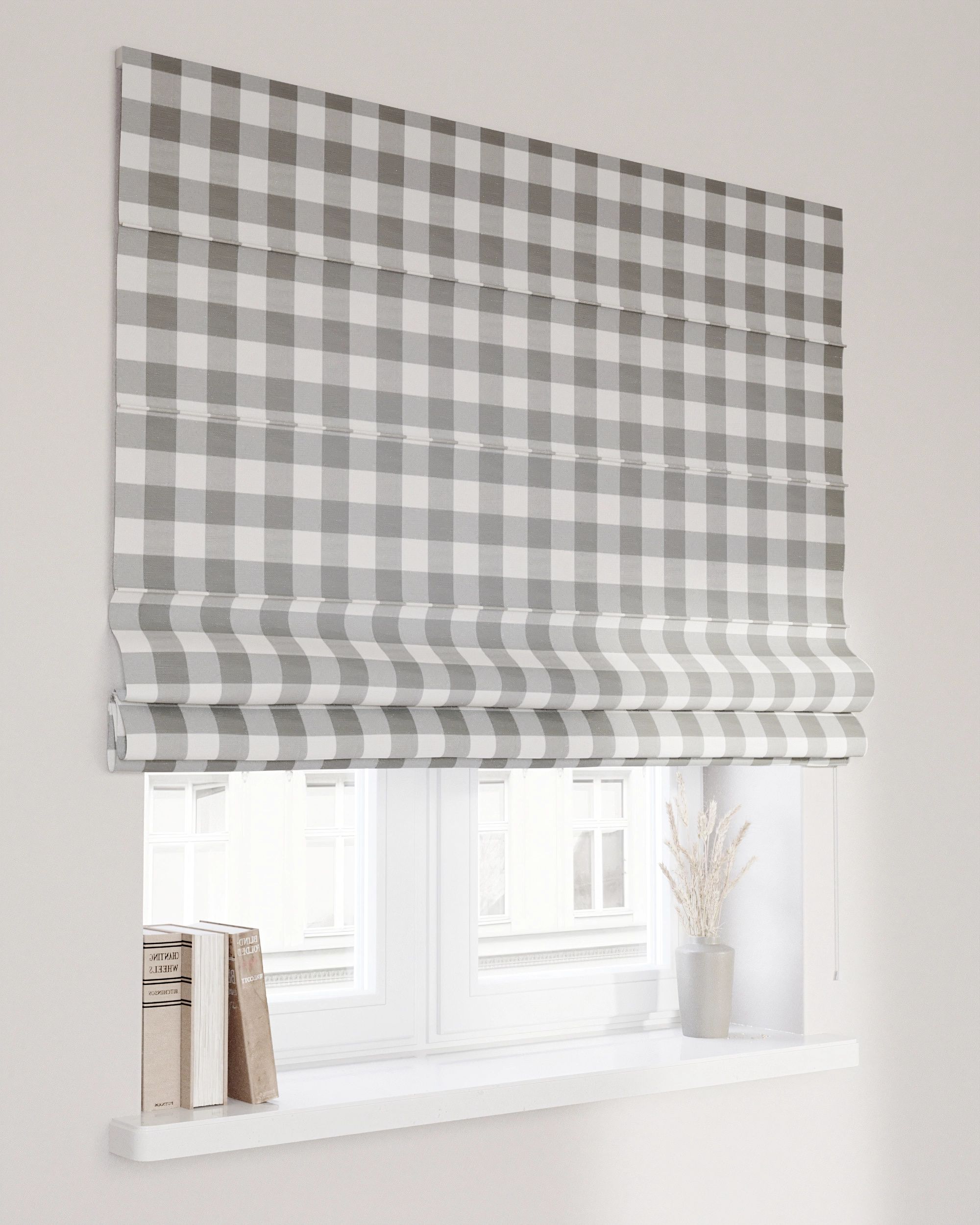 Capri Roman blind colour grey fabric patterned