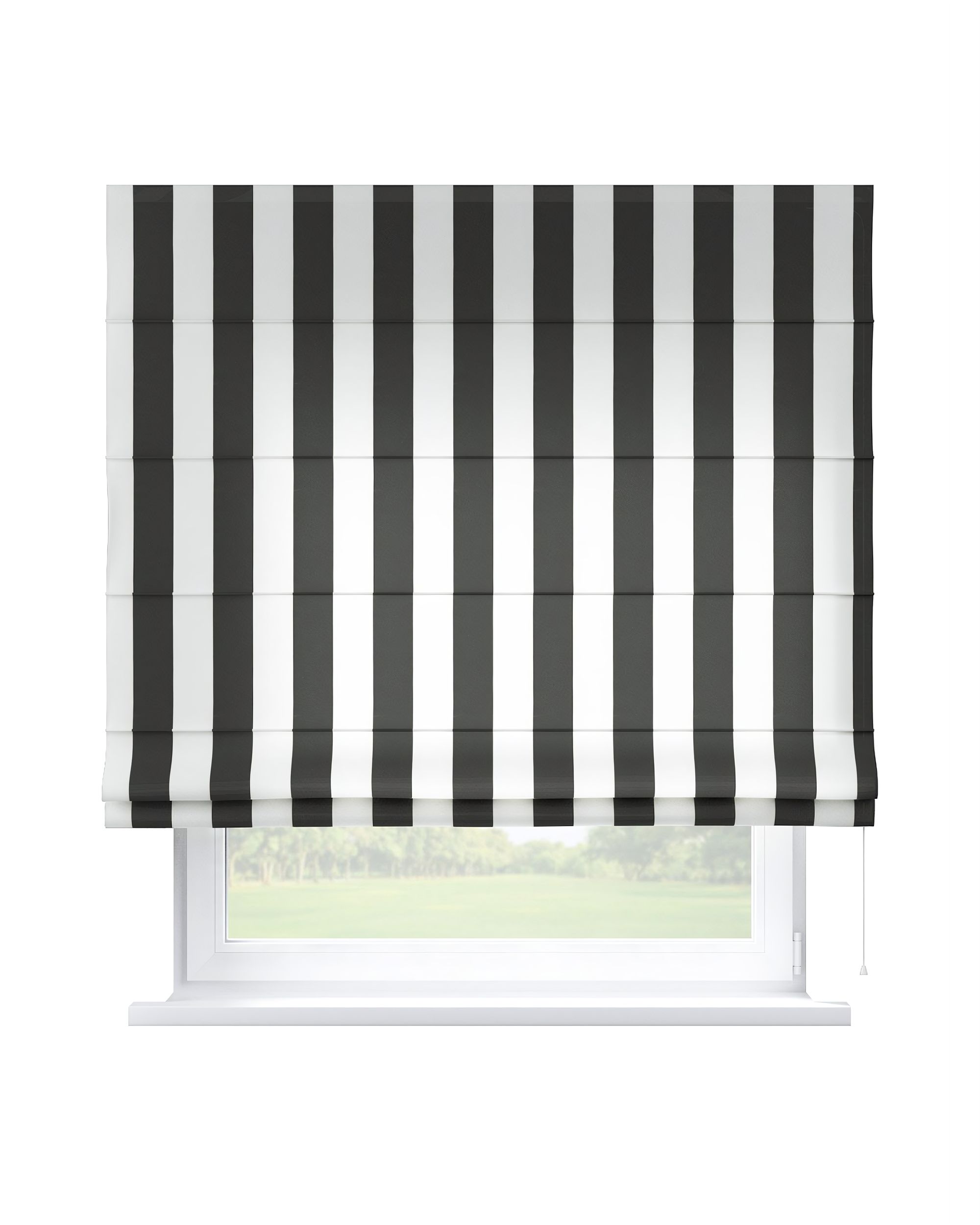 Capri Roman blind colour black fabric patterned