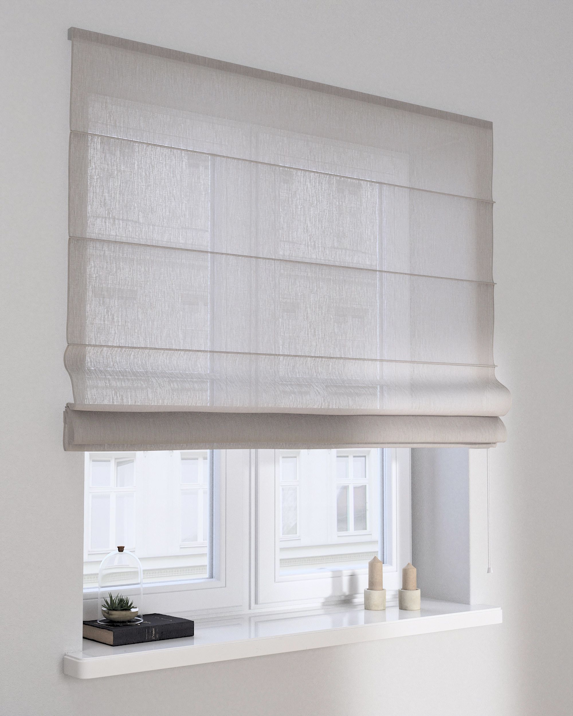 Capri Roman blind colour beige fabric semi-sheer, structured (hover)