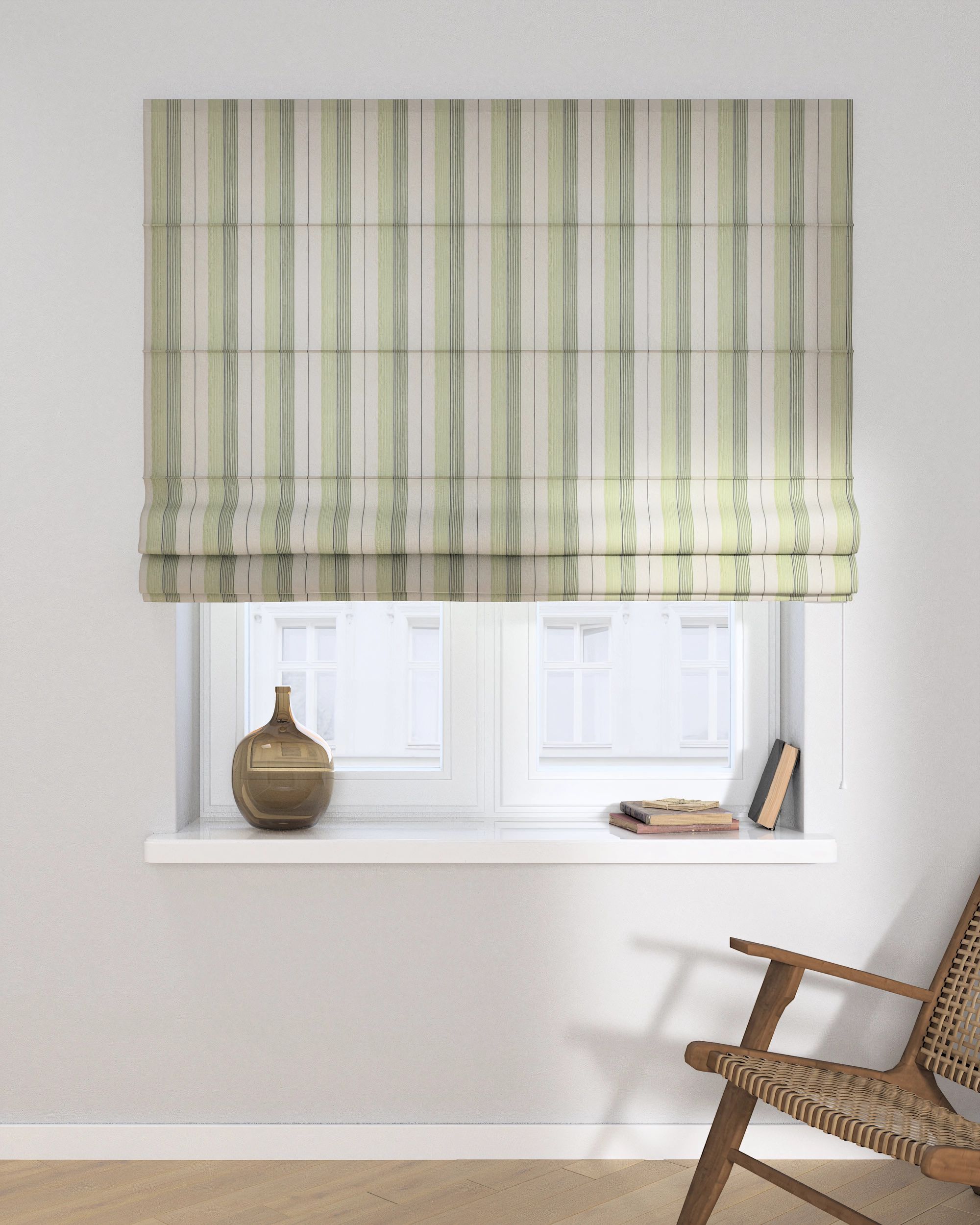 Capri Roman blind colour green fabric structured, patterned (hover)