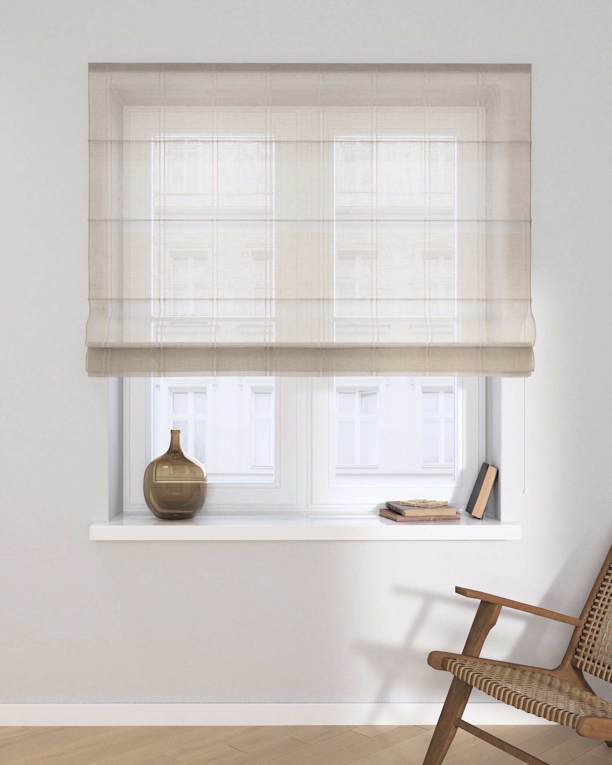 Capri Roman blind colour cream fabric semi-sheer, structured, patterned (hover)