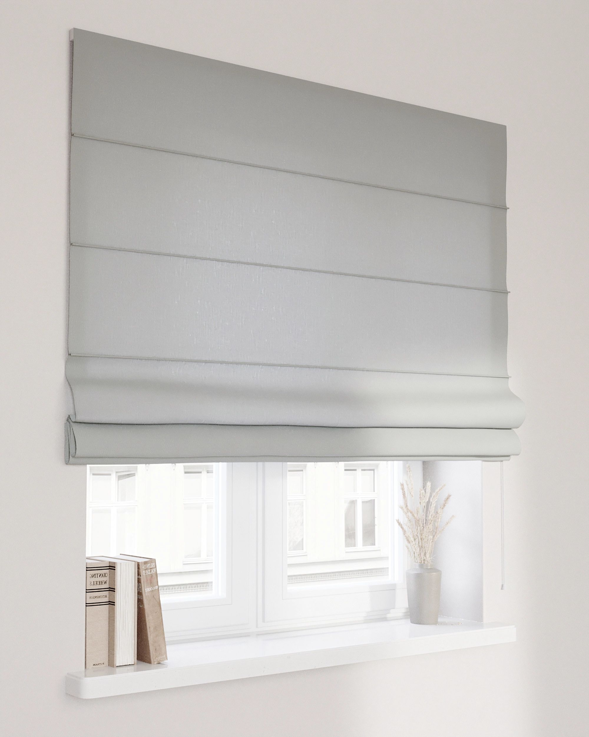 Capri Roman blind colour grey fabric semi-sheer, structured