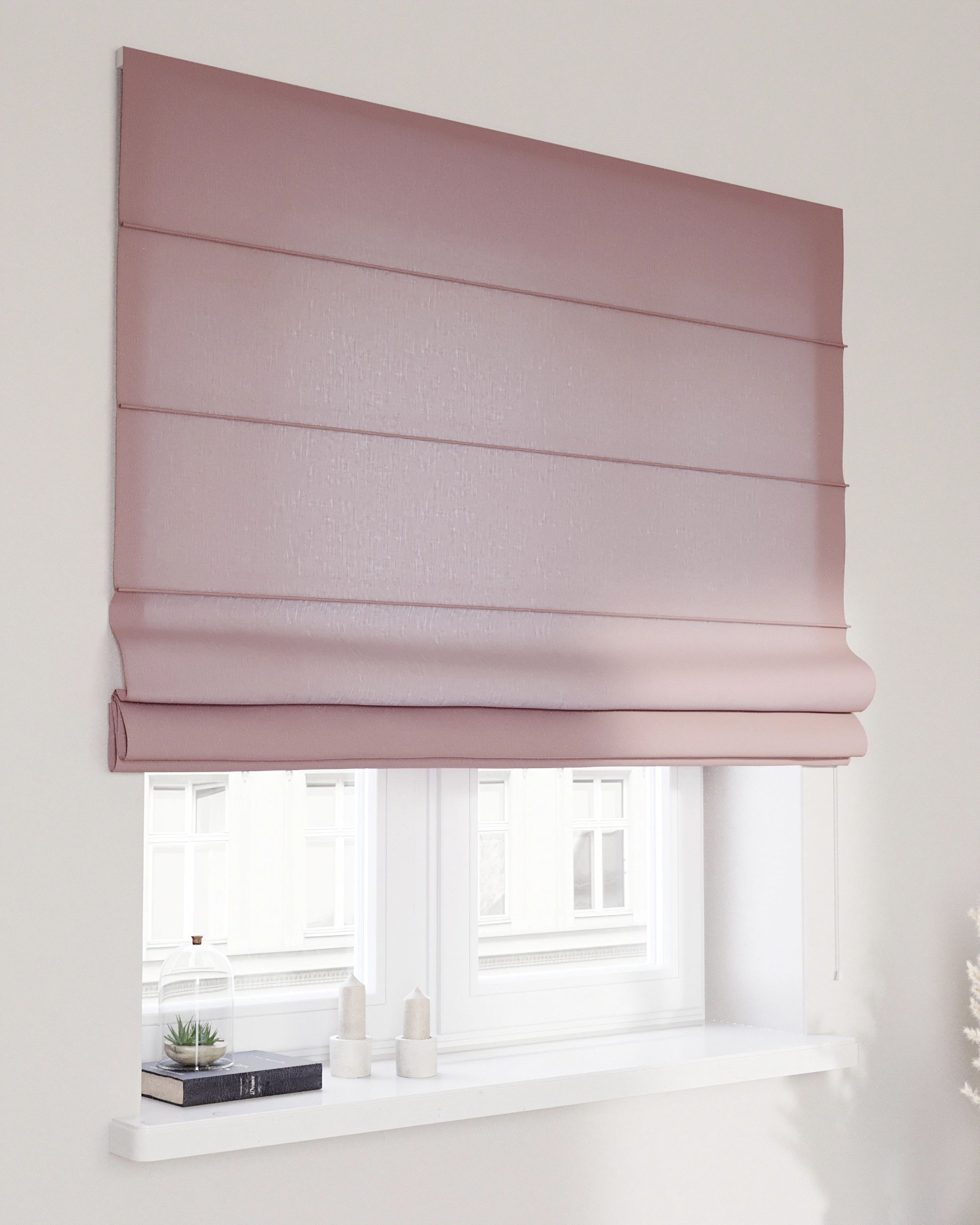 Capri Roman blind colour pink fabric semi-sheer, structured