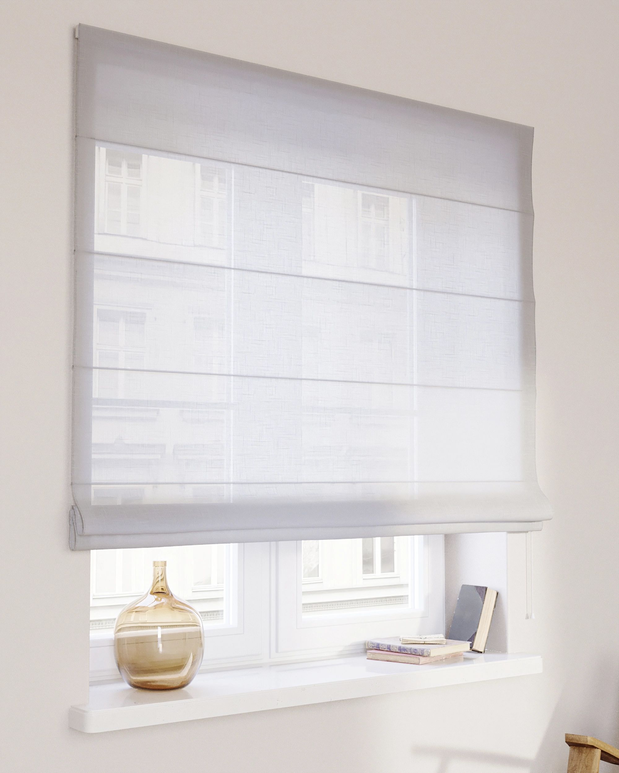 Capri Roman blind colour cream fabric semi-sheer, structured