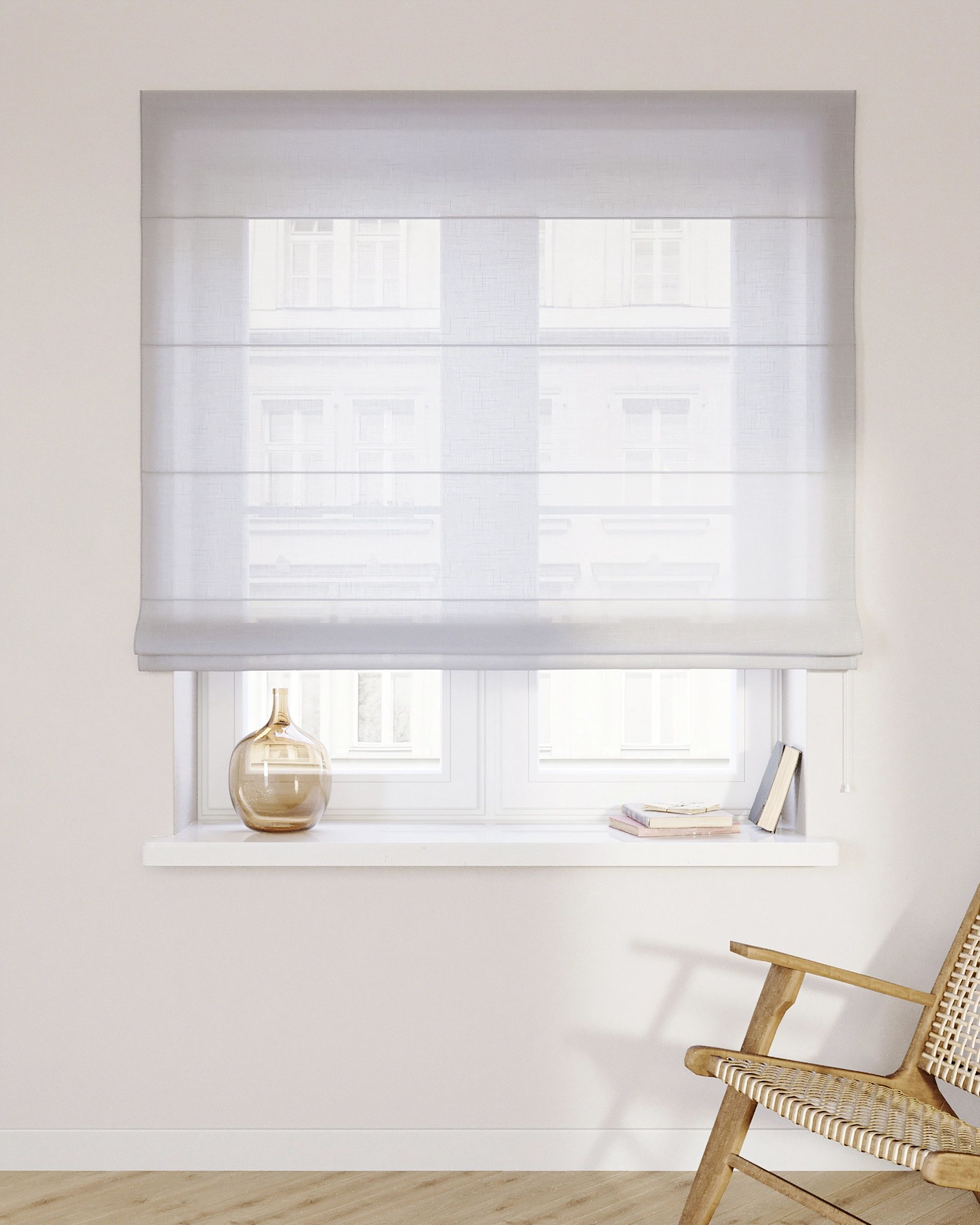 Capri Roman blind colour cream fabric semi-sheer, structured (hover)