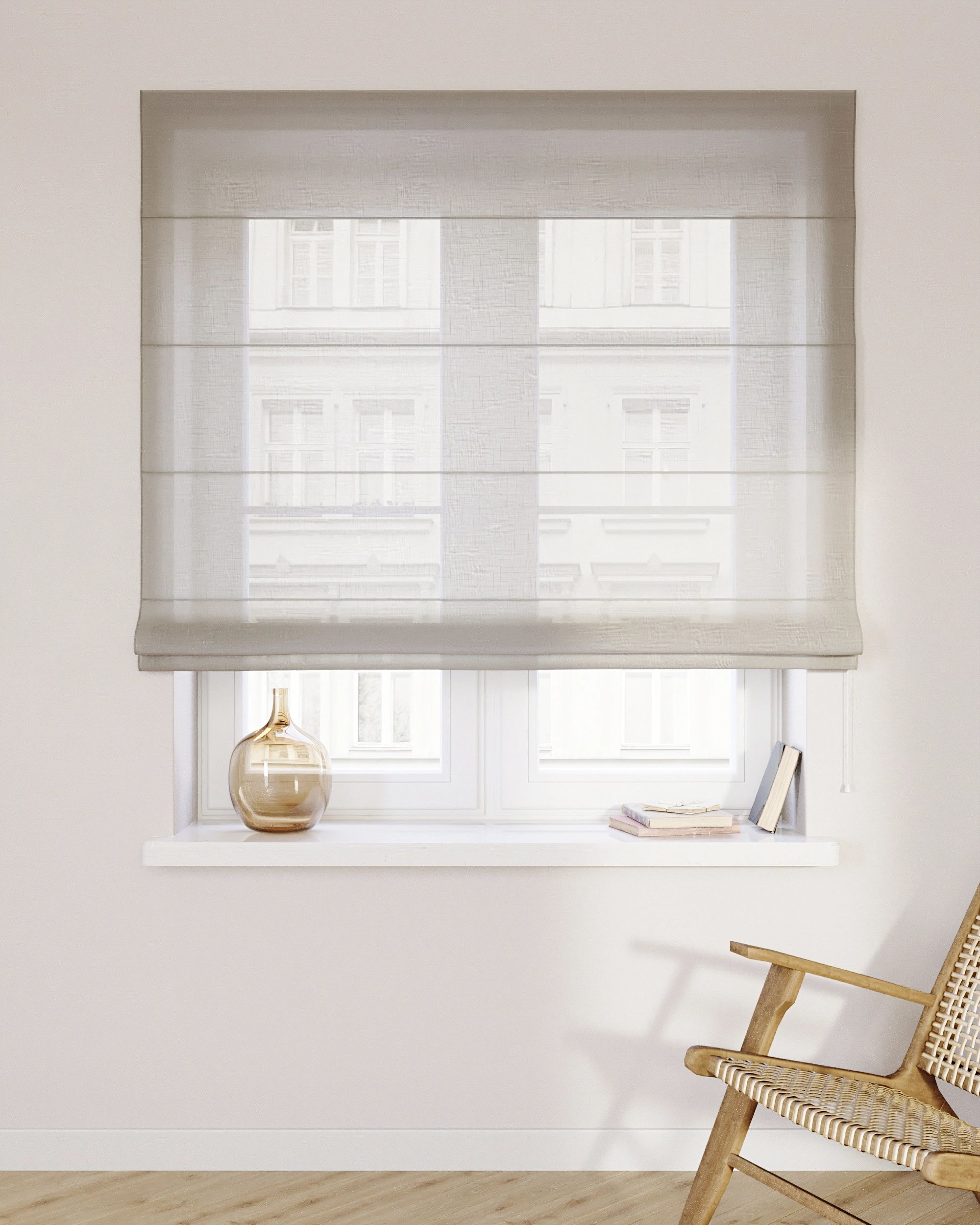 Capri Roman blind colour beige fabric semi-sheer, structured (hover)