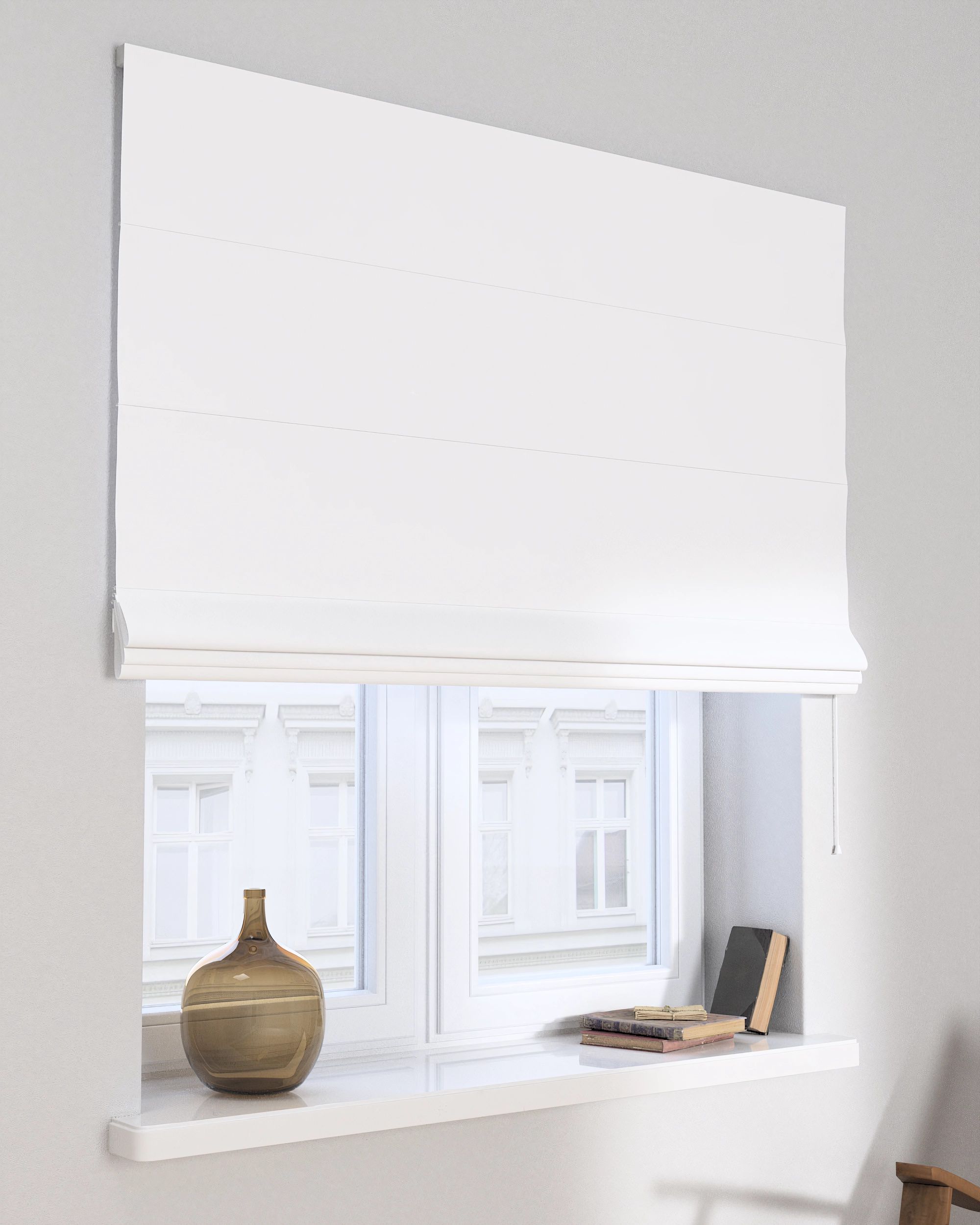Capri Roman blind colour white fabric blackout