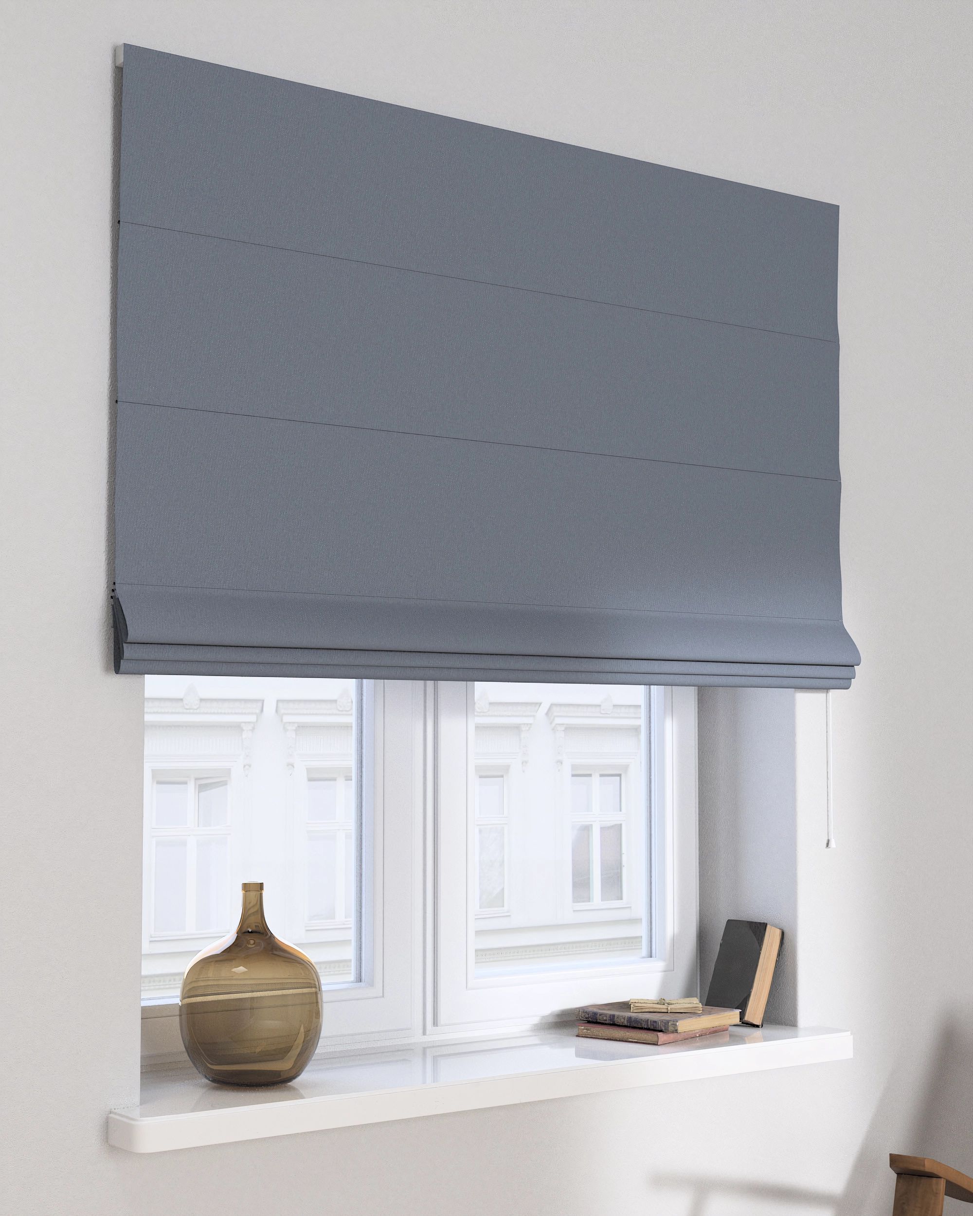 Capri Roman blind colour navy blue fabric blackout