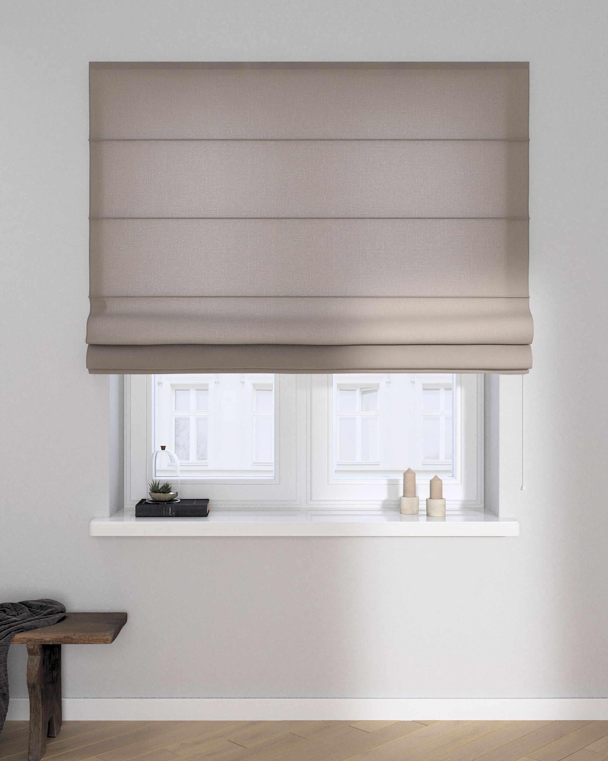 Capri Roman blind colour beige fabric semi-sheer, structured