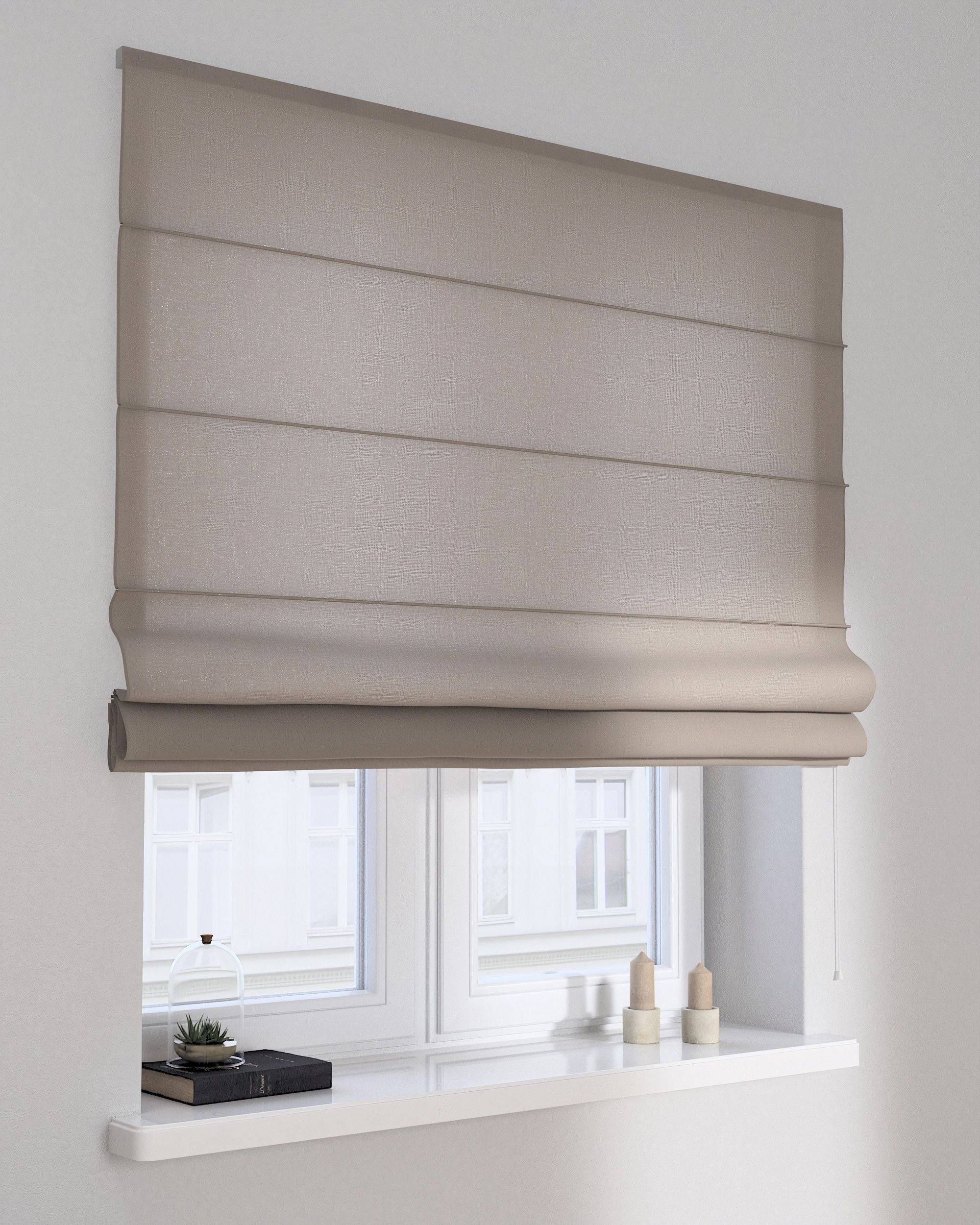 Capri Roman blind colour beige fabric semi-sheer, structured (hover)