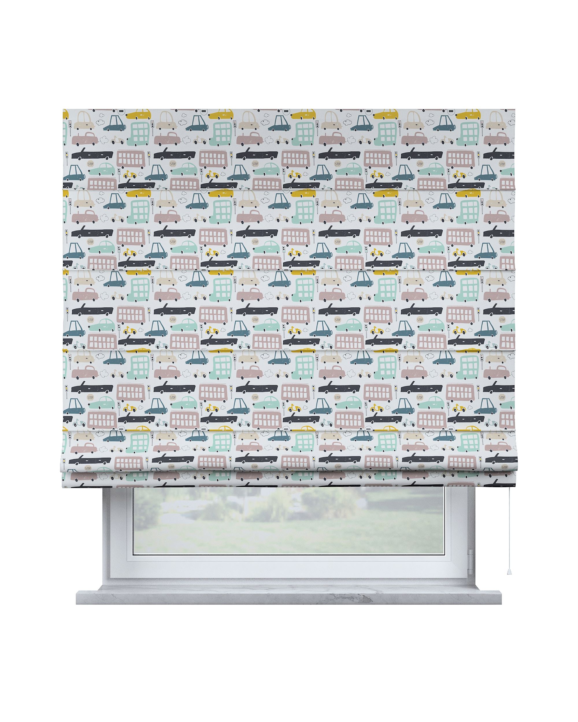 Capri Roman blind colour beige fabric patterned
