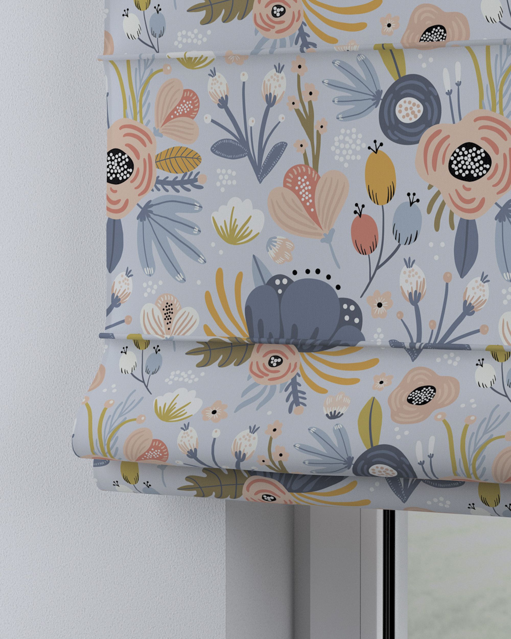 Capri Roman blind colour blue fabric patterned (hover)