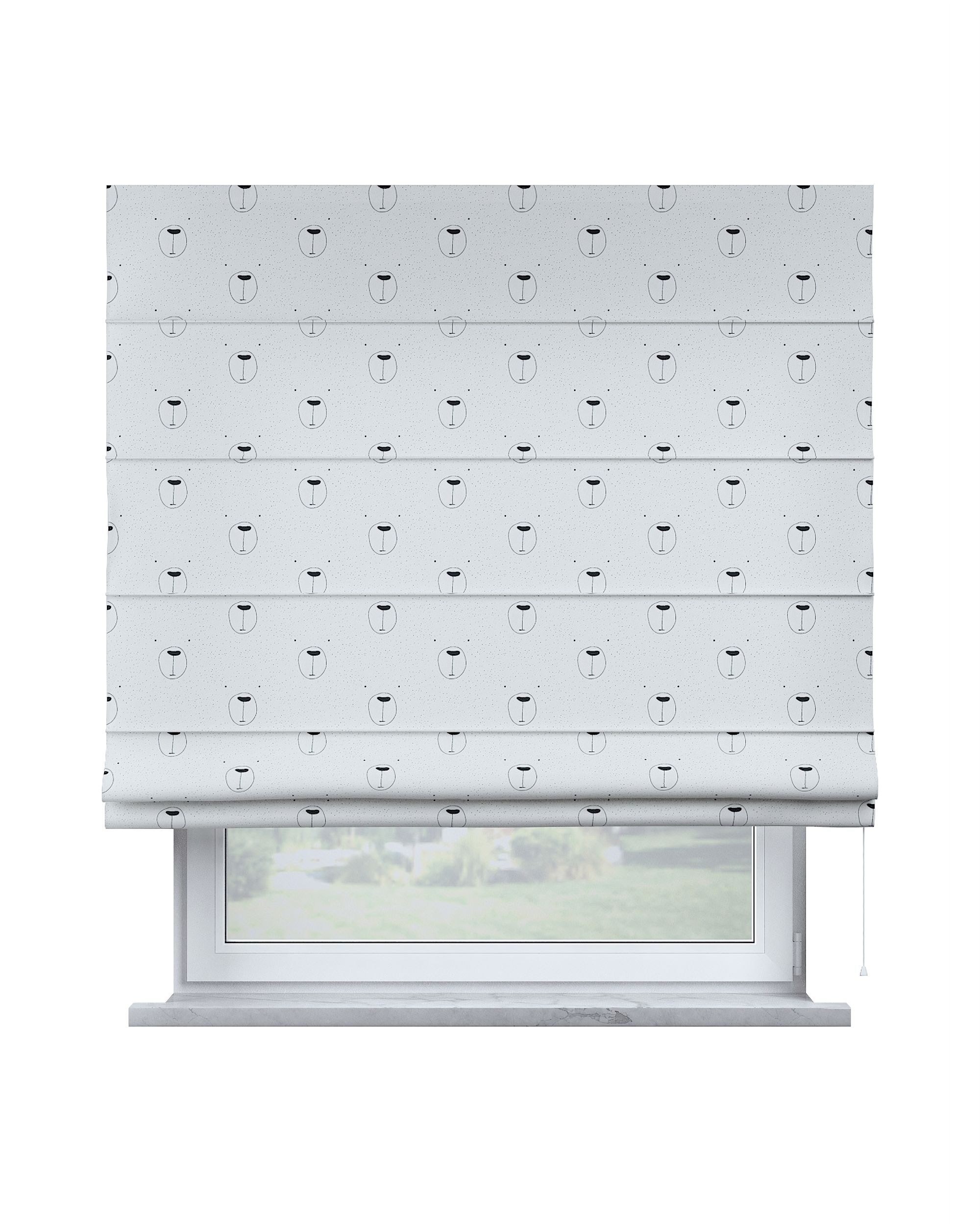 Capri Roman blind colour white fabric patterned