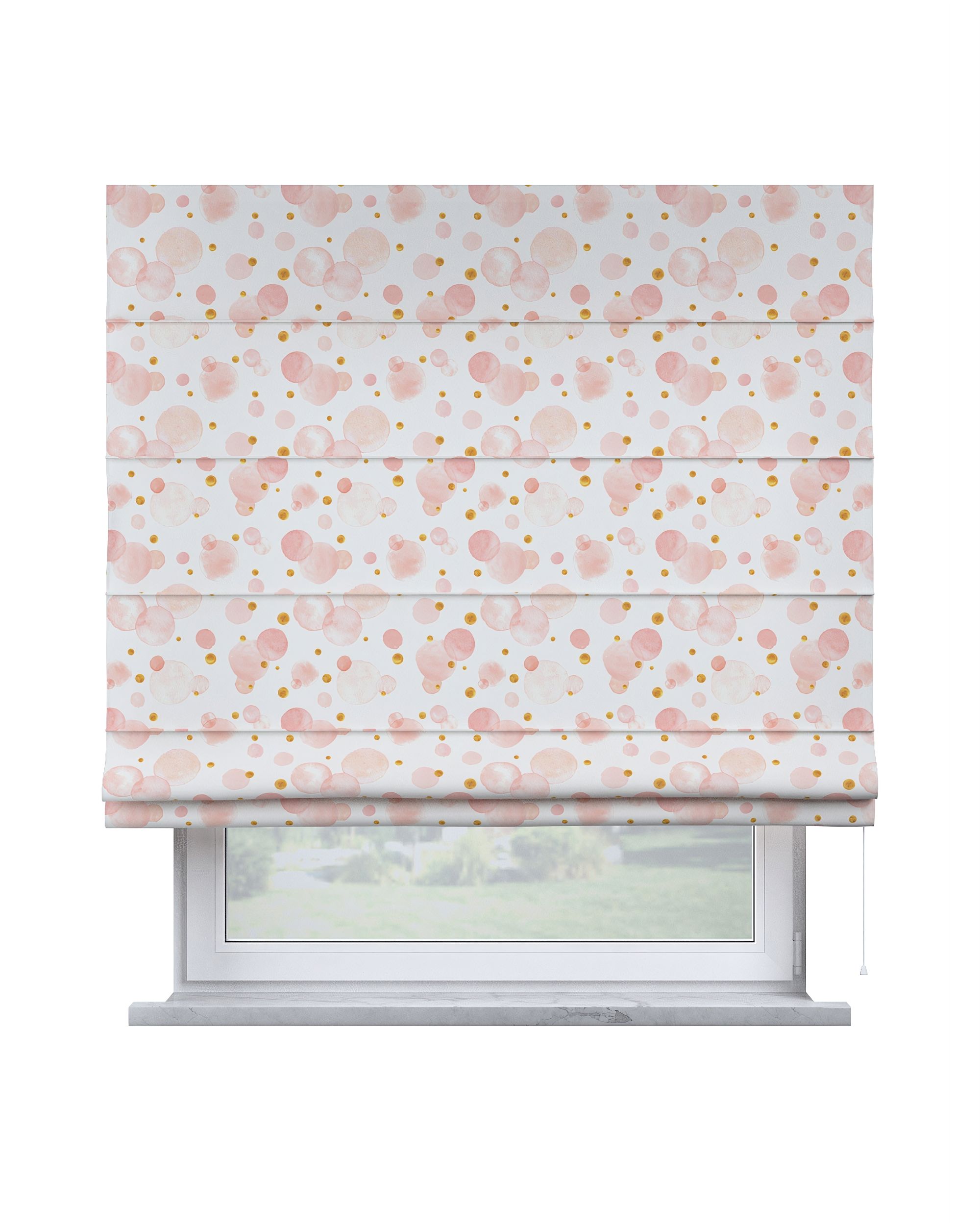 Capri Roman blind colour pink fabric patterned