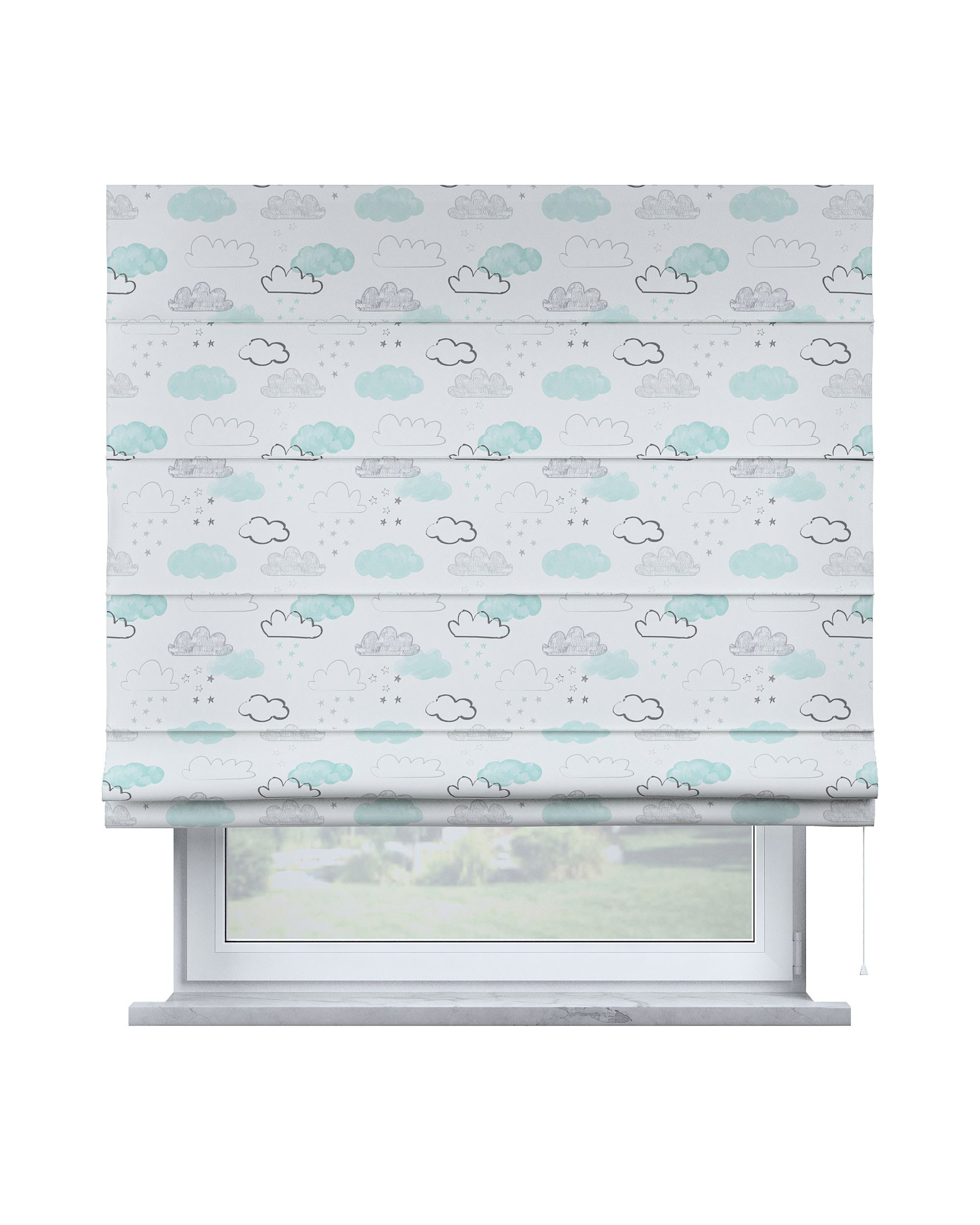Capri Roman blind colour white fabric patterned